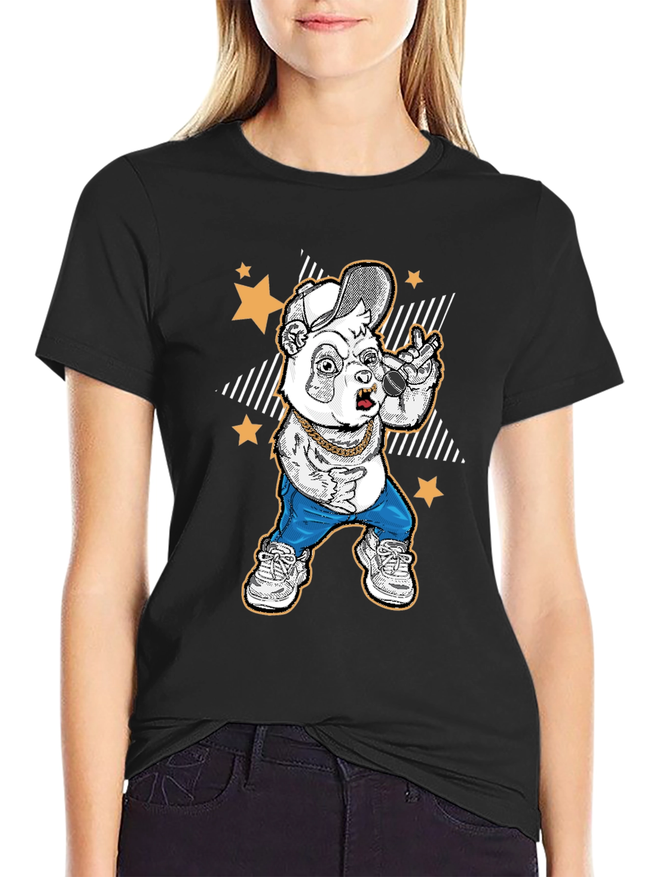 Cool Panda Rapper Graphic T-Shirt