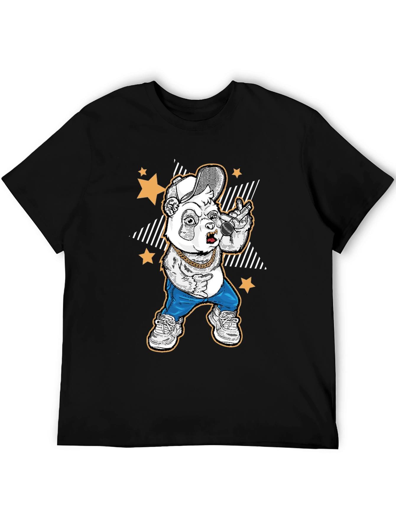 Cool Panda Rapper Graphic T-Shirt