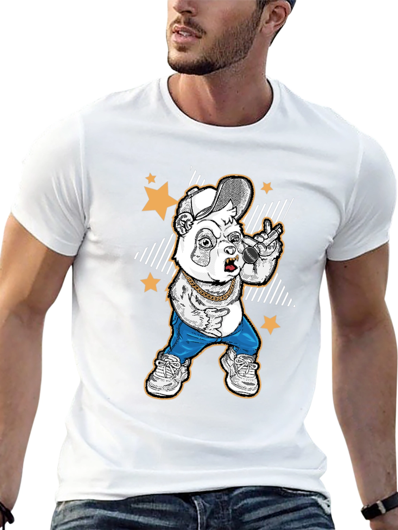 Cool Panda Rapper Graphic T-Shirt