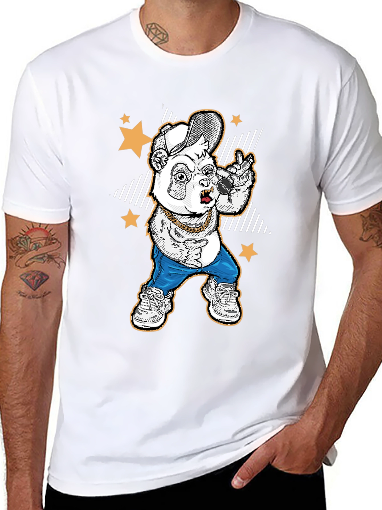 Cool Panda Rapper Graphic T-Shirt