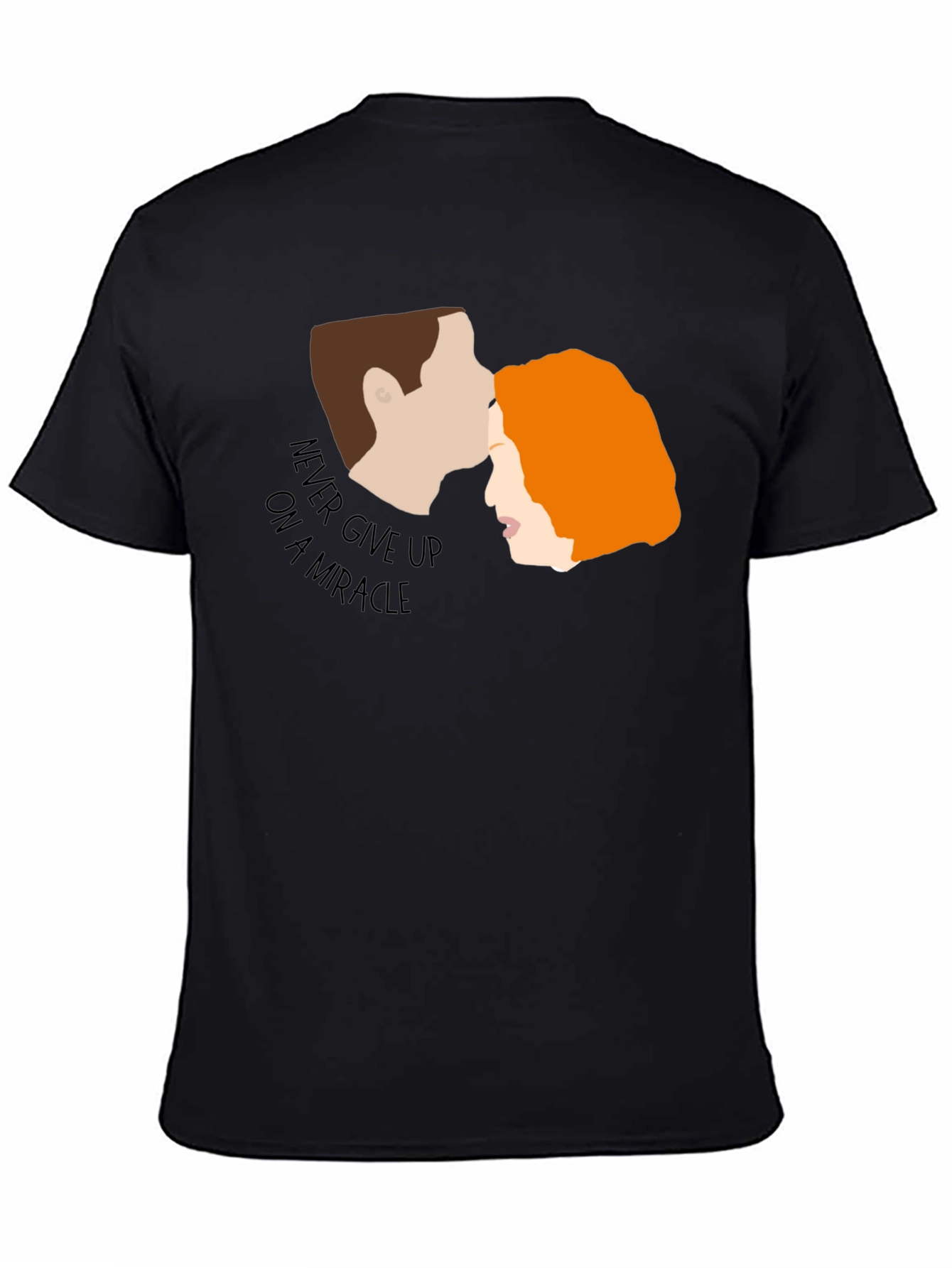 Never Give Up Miracle Graphic Black T-Shirt