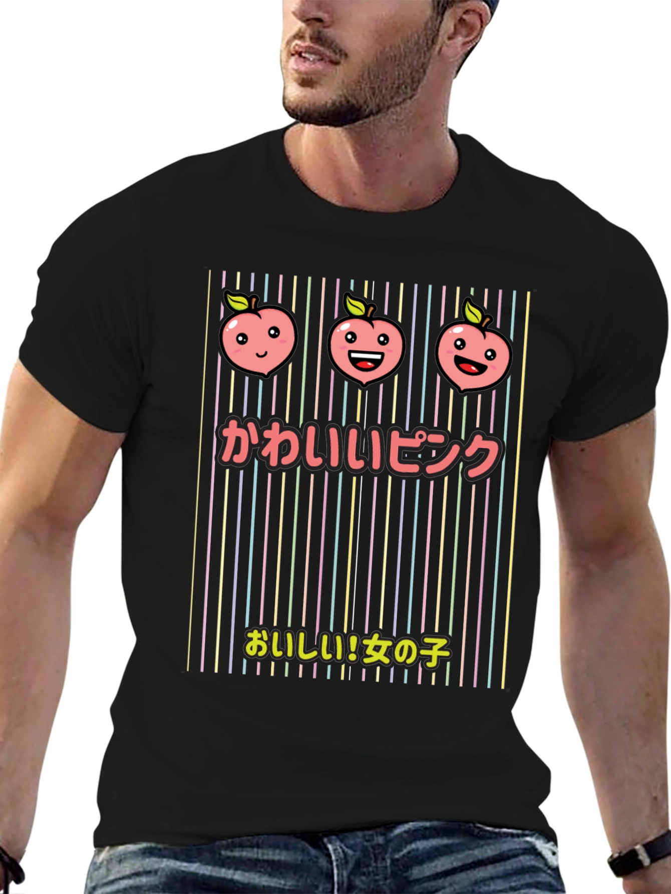 Kawaii Pink T-Shirt with Peach Design