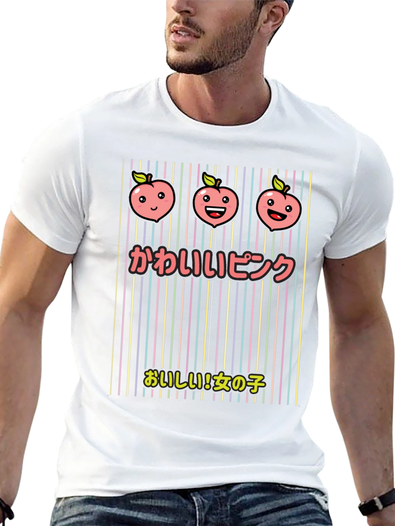 Kawaii Pink T-Shirt with Peach Design