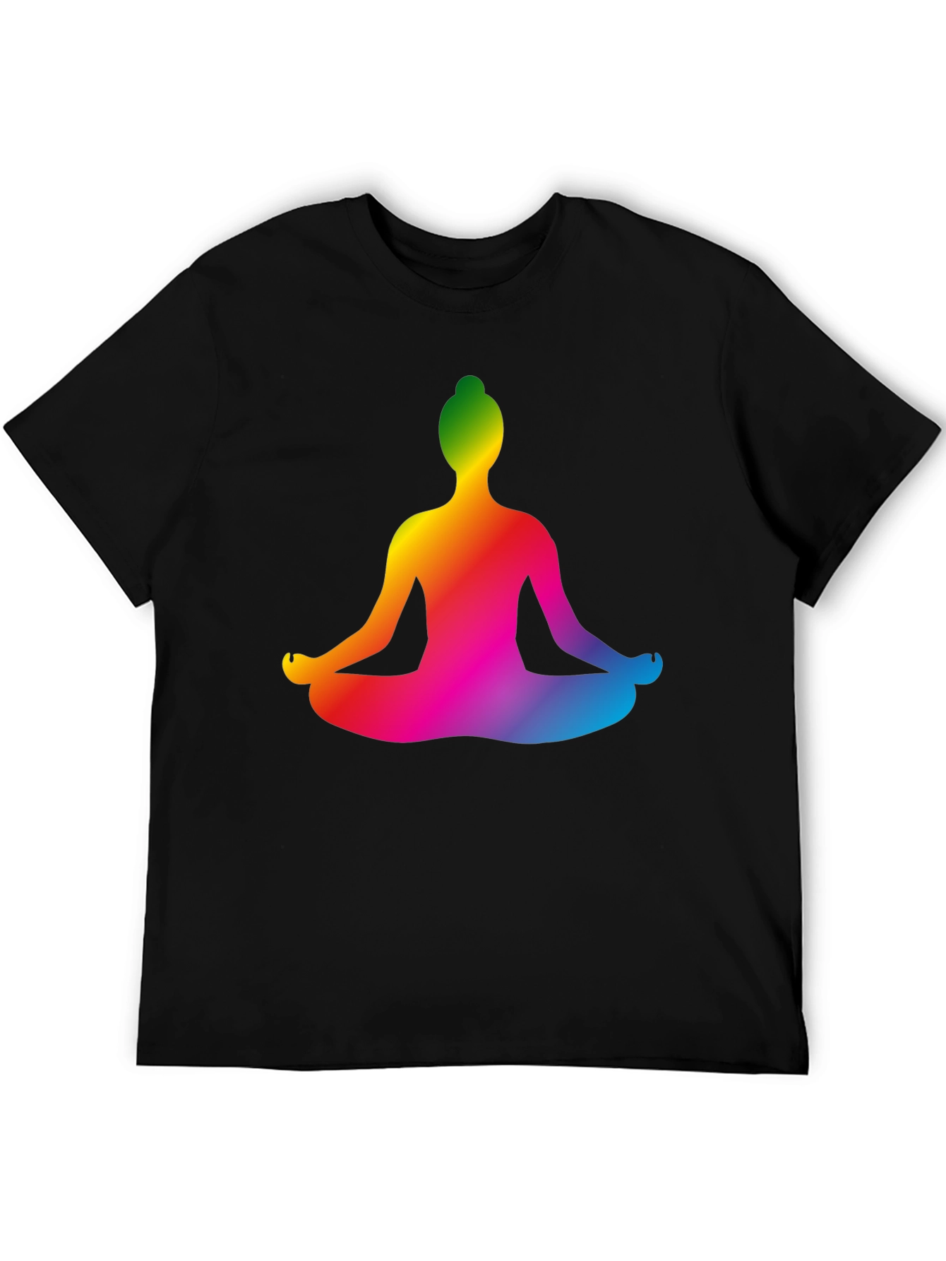 Rainbow Yoga Pose Graphic Black T-Shirt
