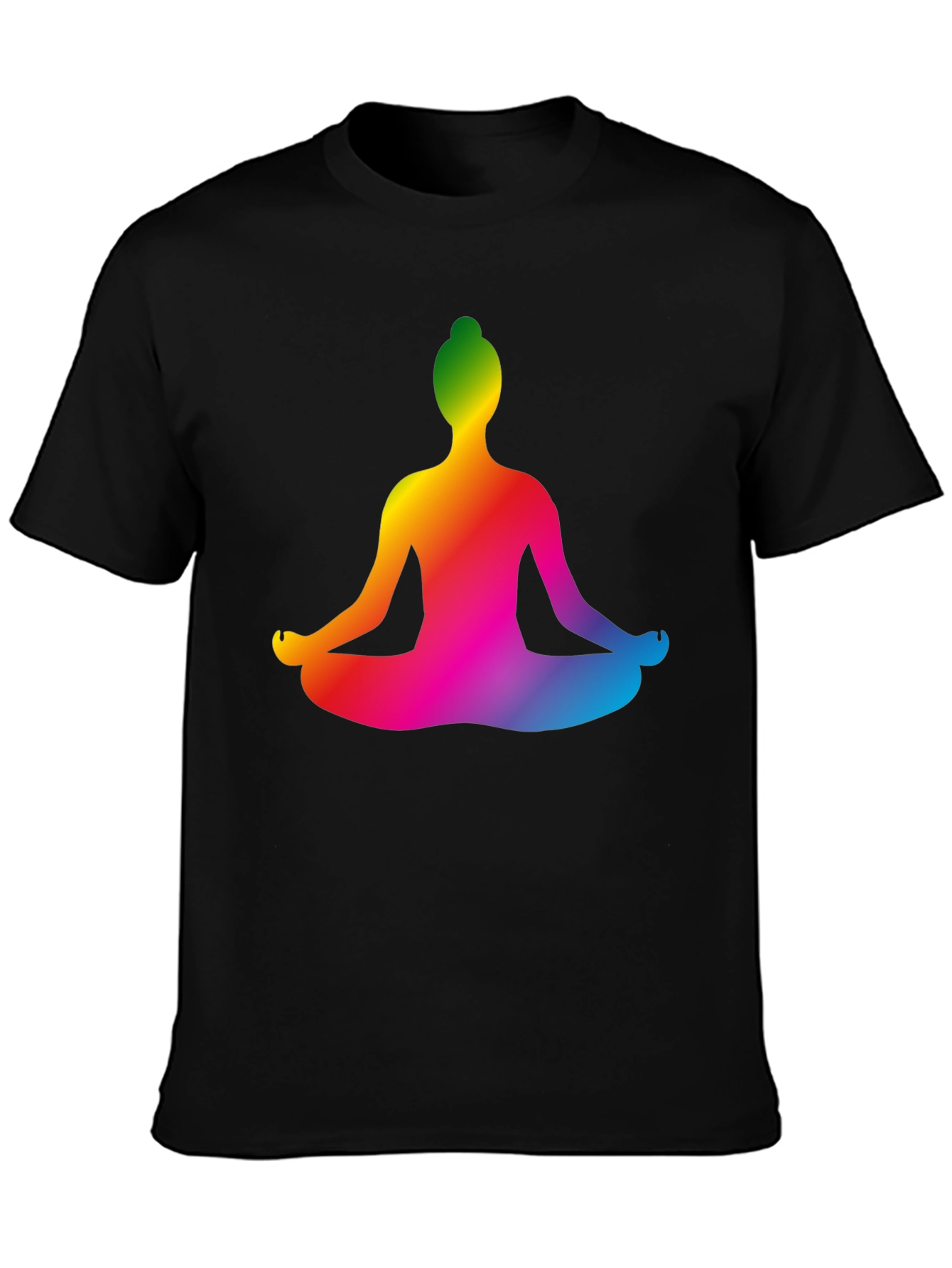 Rainbow Yoga Pose Graphic Black T-Shirt