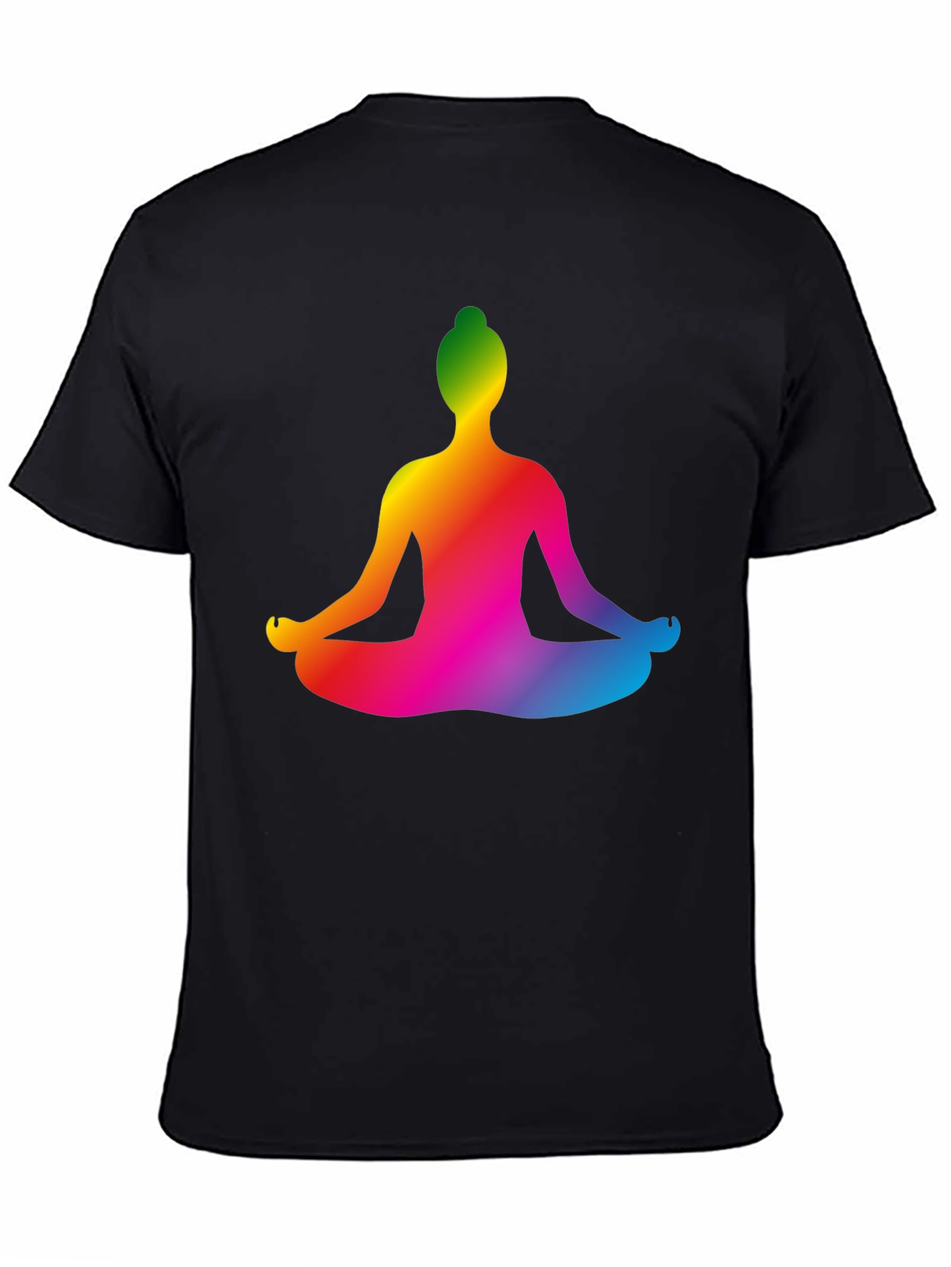 Rainbow Yoga Pose Graphic Black T-Shirt