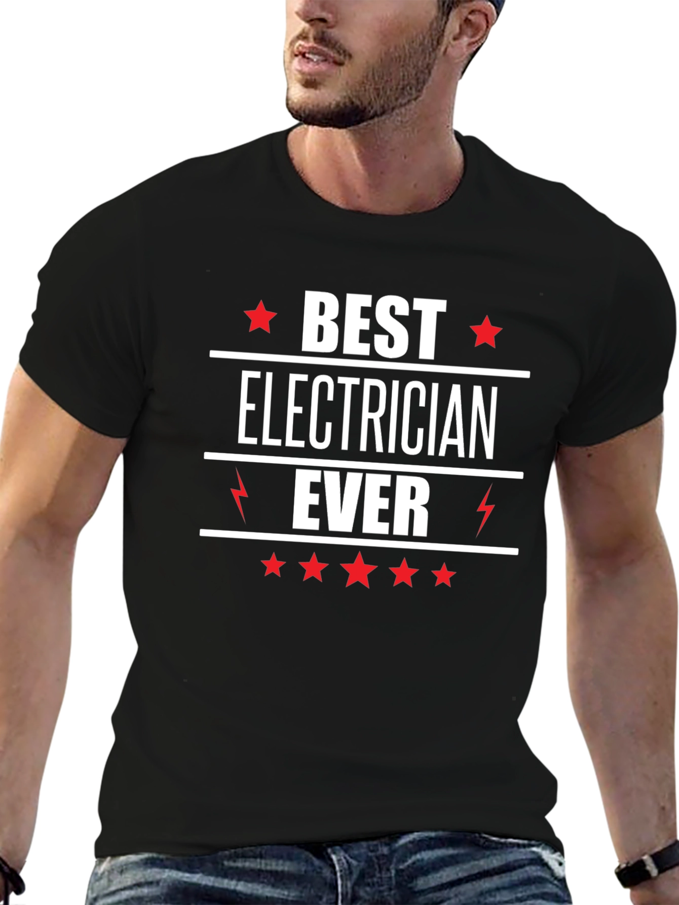 Best Electrician Ever T-Shirt - Black Crew Neck Tee