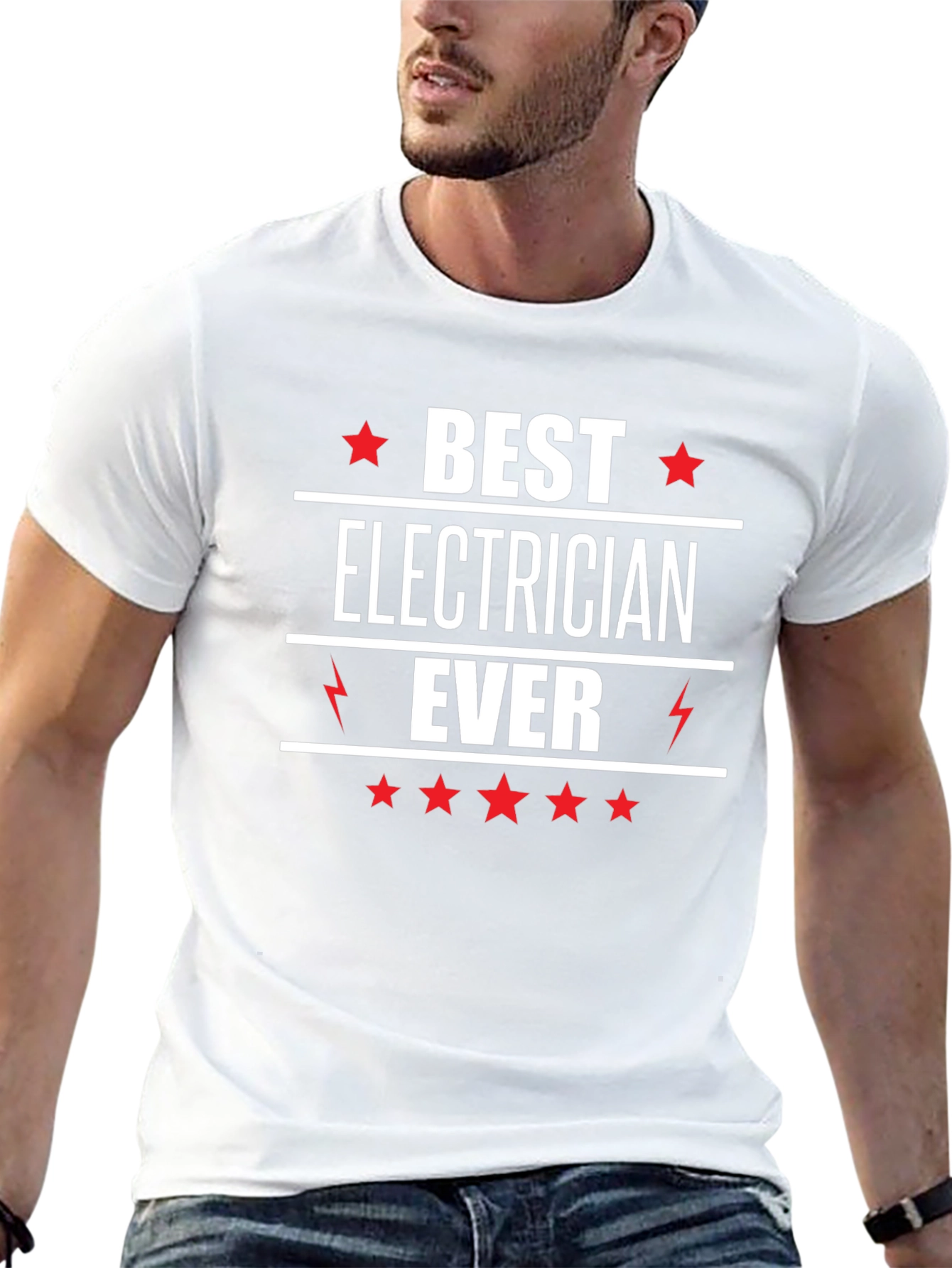 Best Electrician Ever T-Shirt - Black Crew Neck Tee