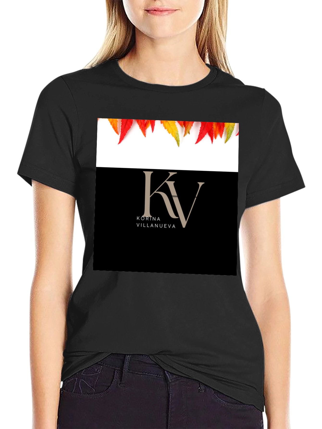 KV Kortna Villanueva Graphic Black T-Shirt