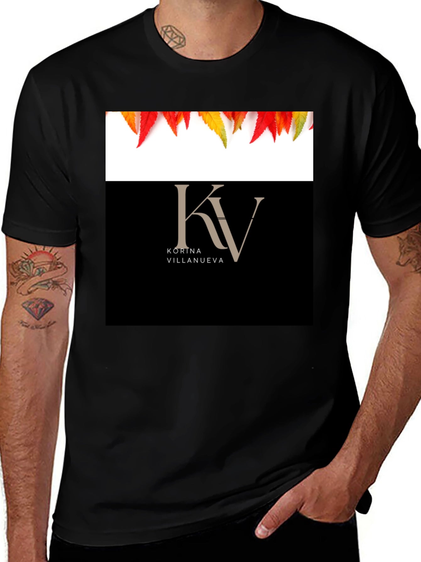 KV Kortna Villanueva Graphic Black T-Shirt
