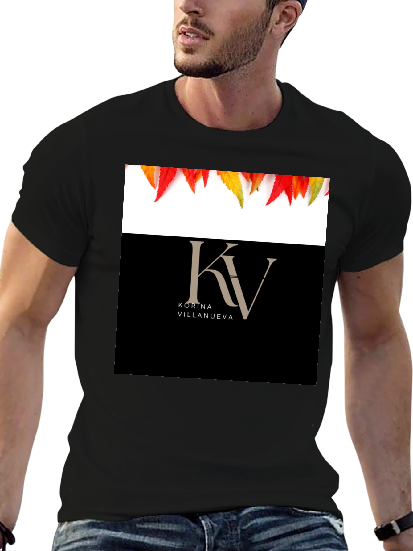 KV Kortna Villanueva Graphic Black T-Shirt