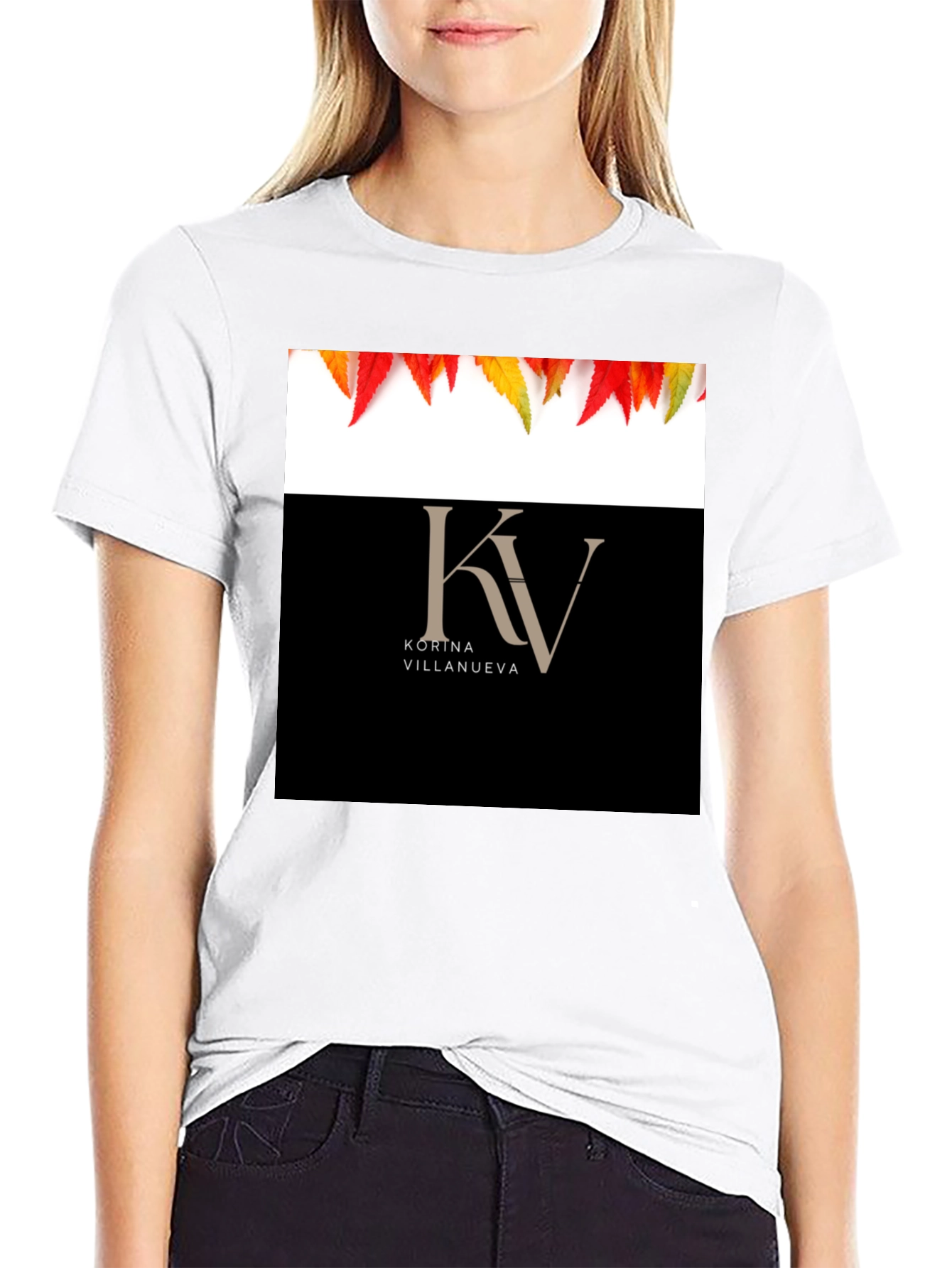KV Kortna Villanueva Graphic Black T-Shirt