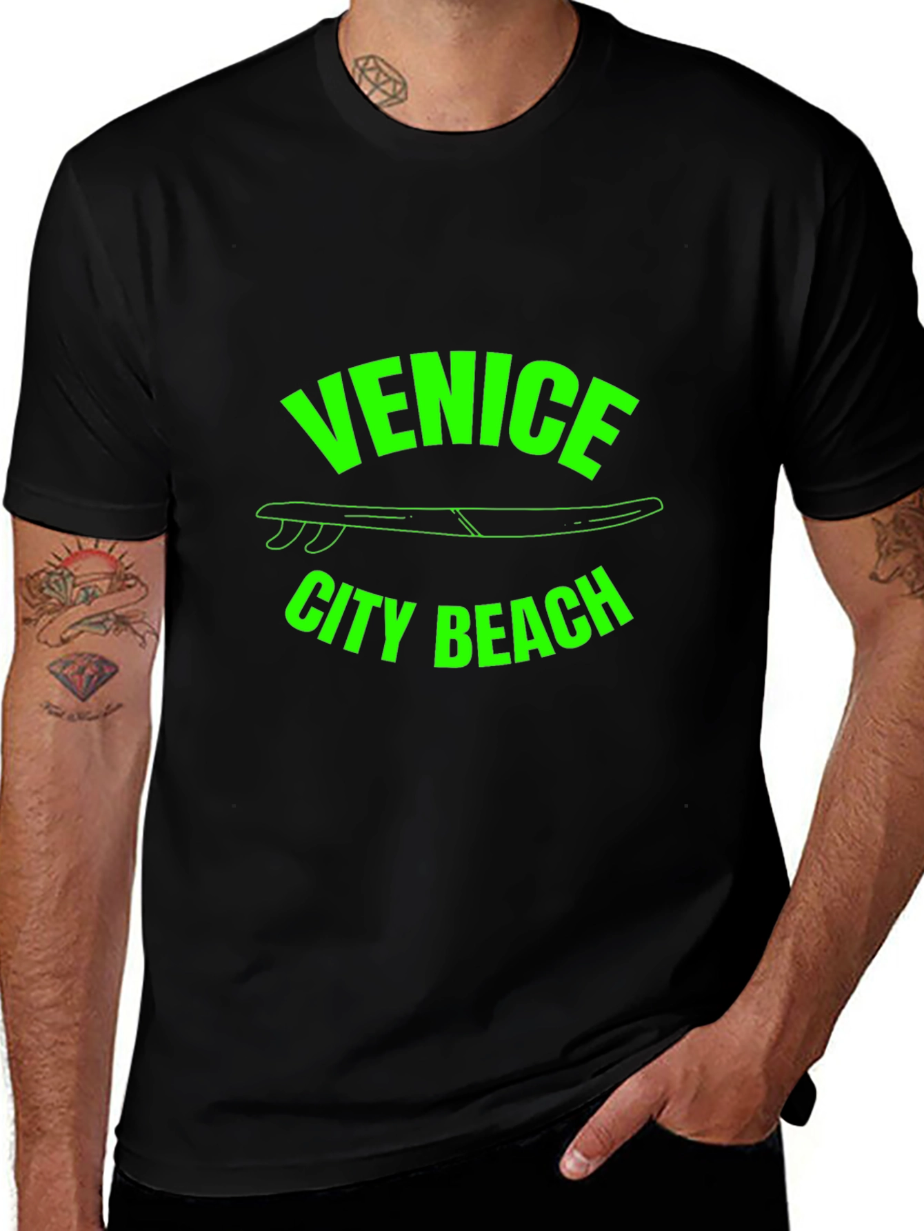 Venice City Beach Graphic T-Shirt - Black