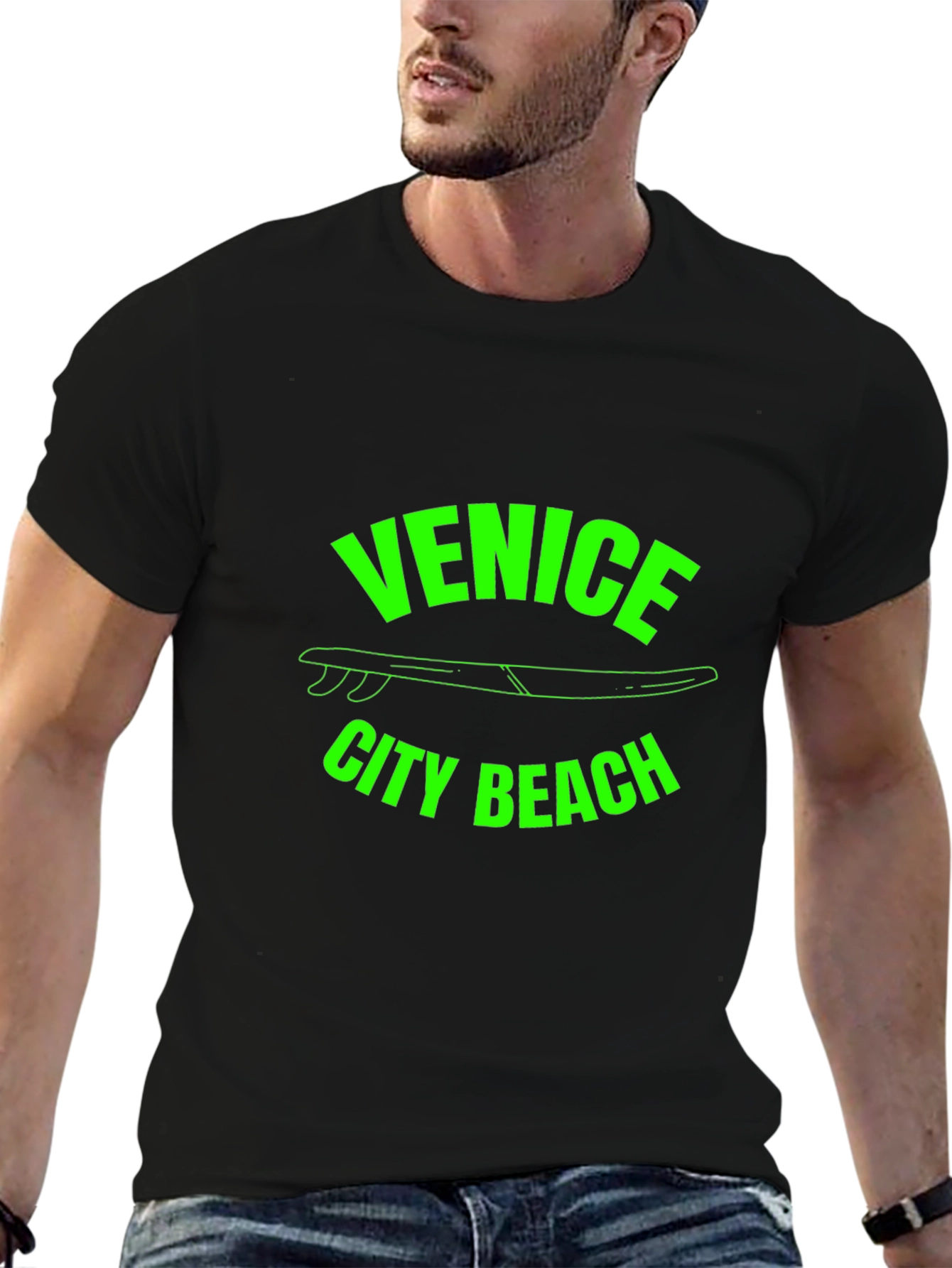 Venice City Beach Graphic T-Shirt - Black