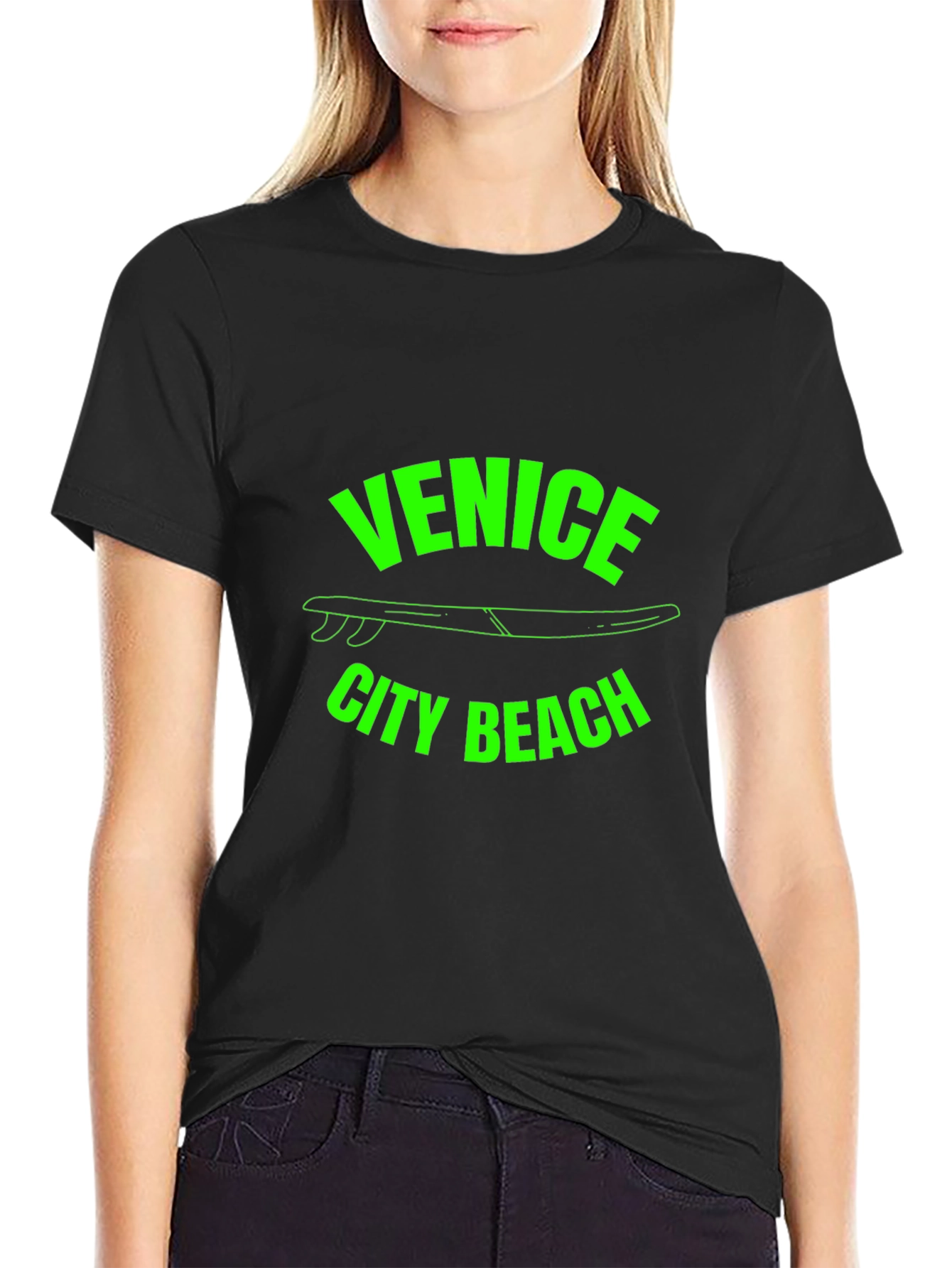 Venice City Beach Graphic T-Shirt - Black