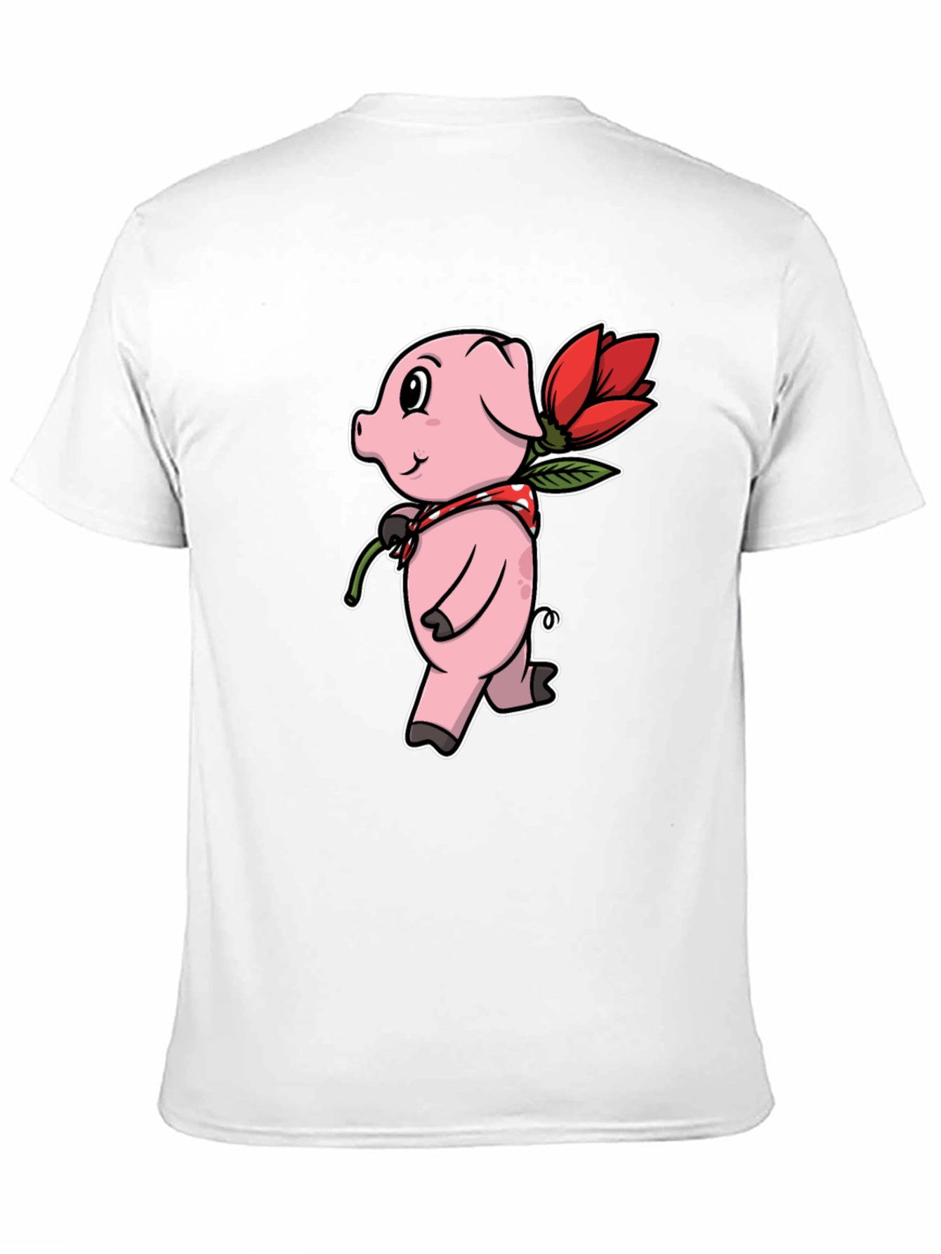 Cute Pig with Flower Graphic Tee