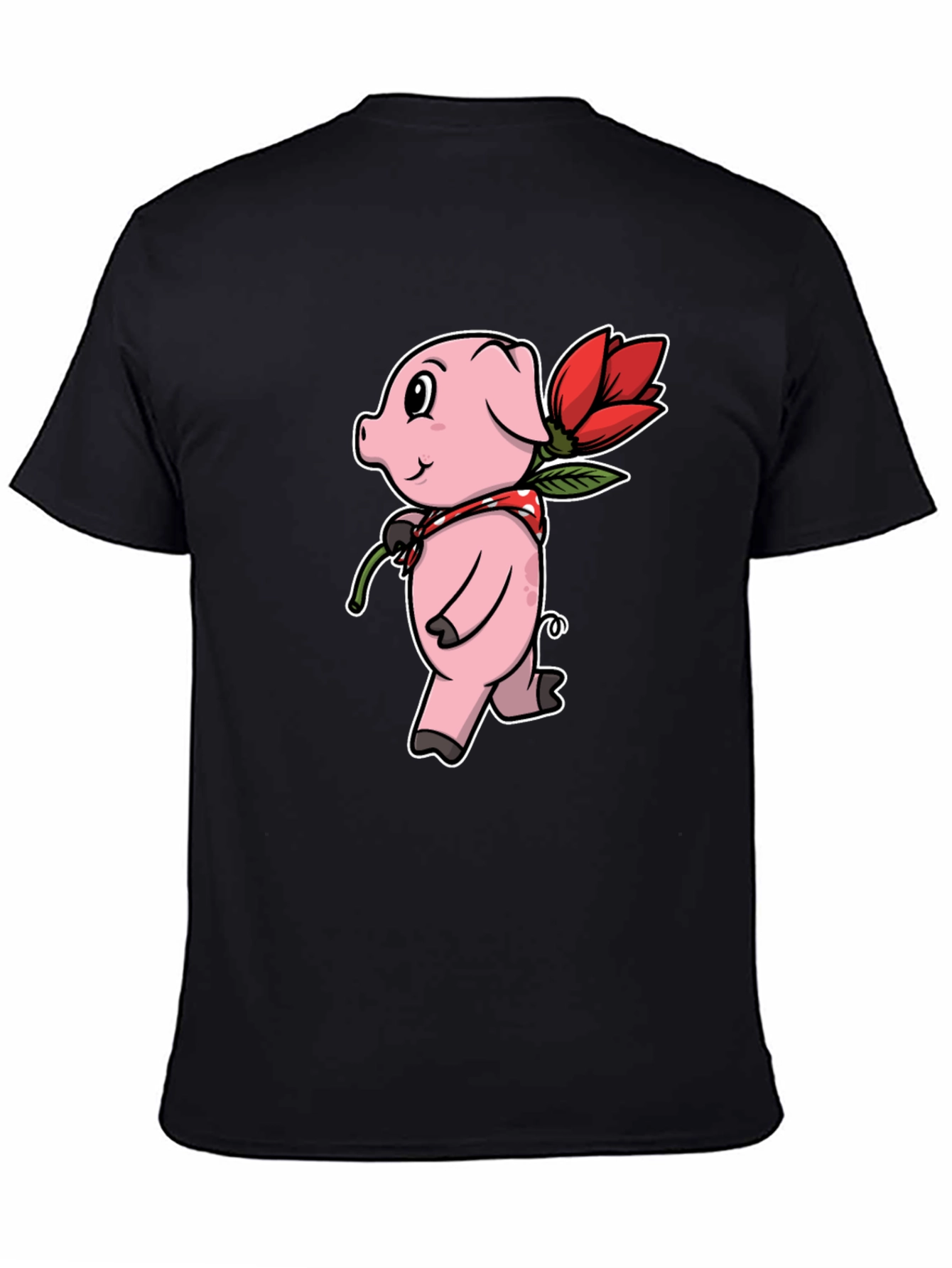 Cute Pig with Flower Graphic Tee