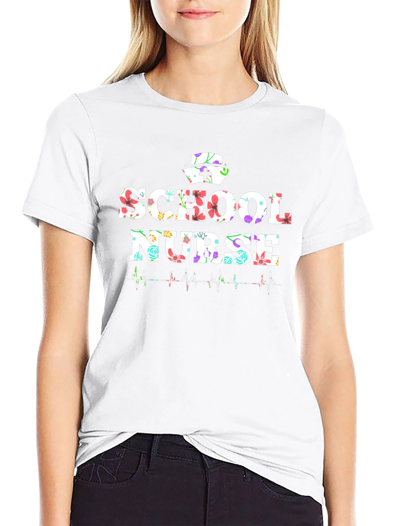 School Nurse Floral Graphic Tee