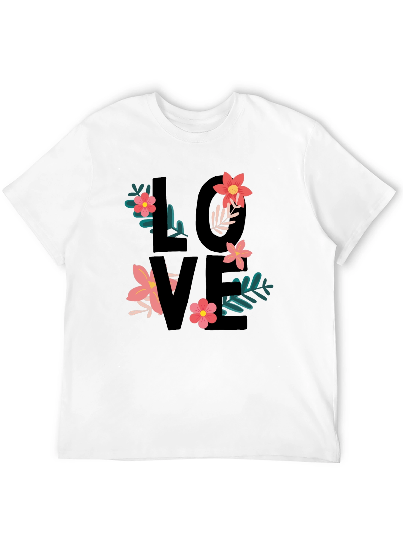 Floral Love T-Shirt - Black Graphic Tee