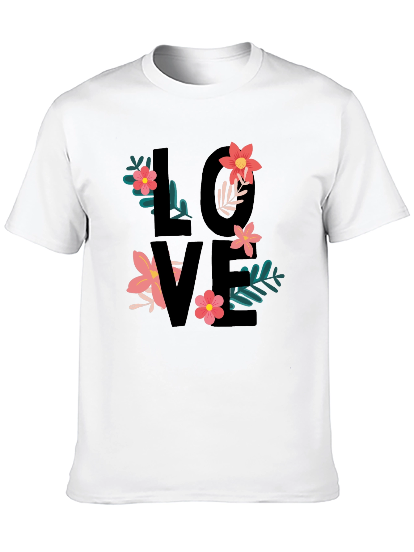 Floral Love T-Shirt - Black Graphic Tee