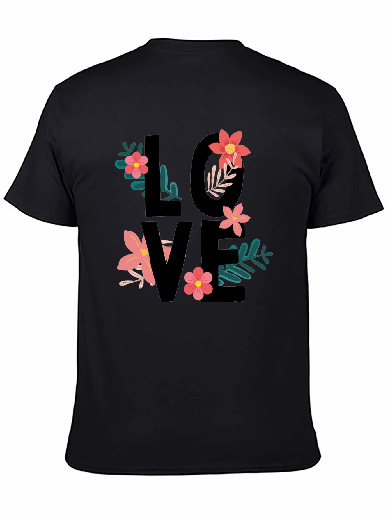 Floral Love T-Shirt - Black Graphic Tee