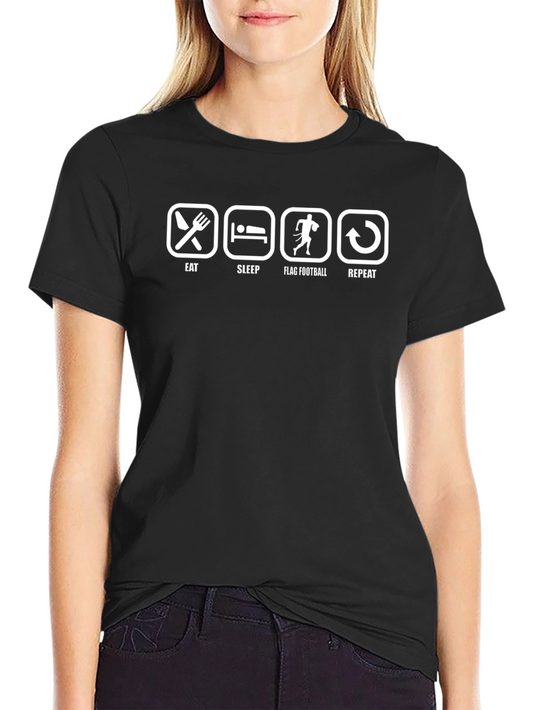 Eat Sleep Flag Football Repeat Black T-Shirt