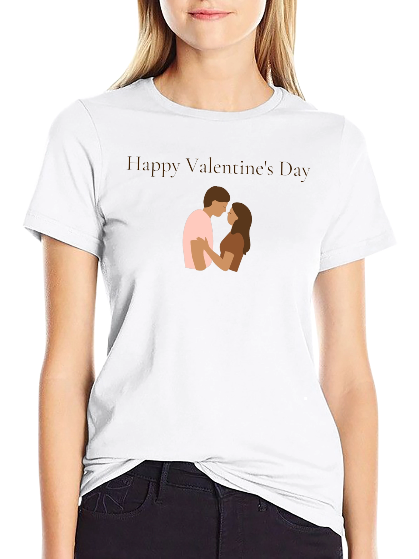Valentines Day Couple Graphic Black T-Shirt