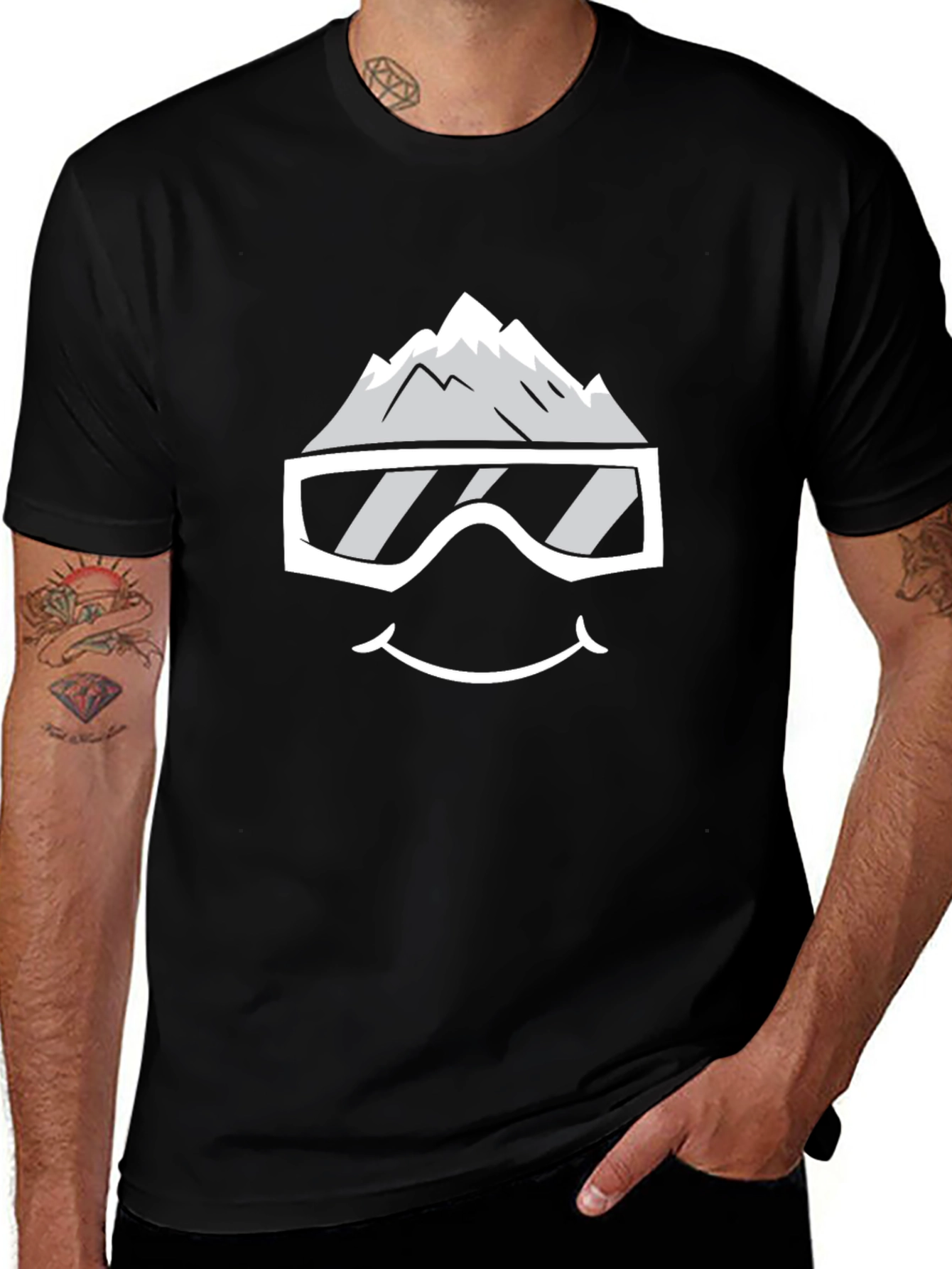 Snowy Mountain Face Graphic Tee - Black