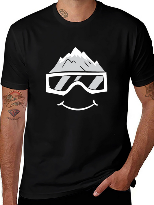 Snowy Mountain Face Graphic Tee - Black