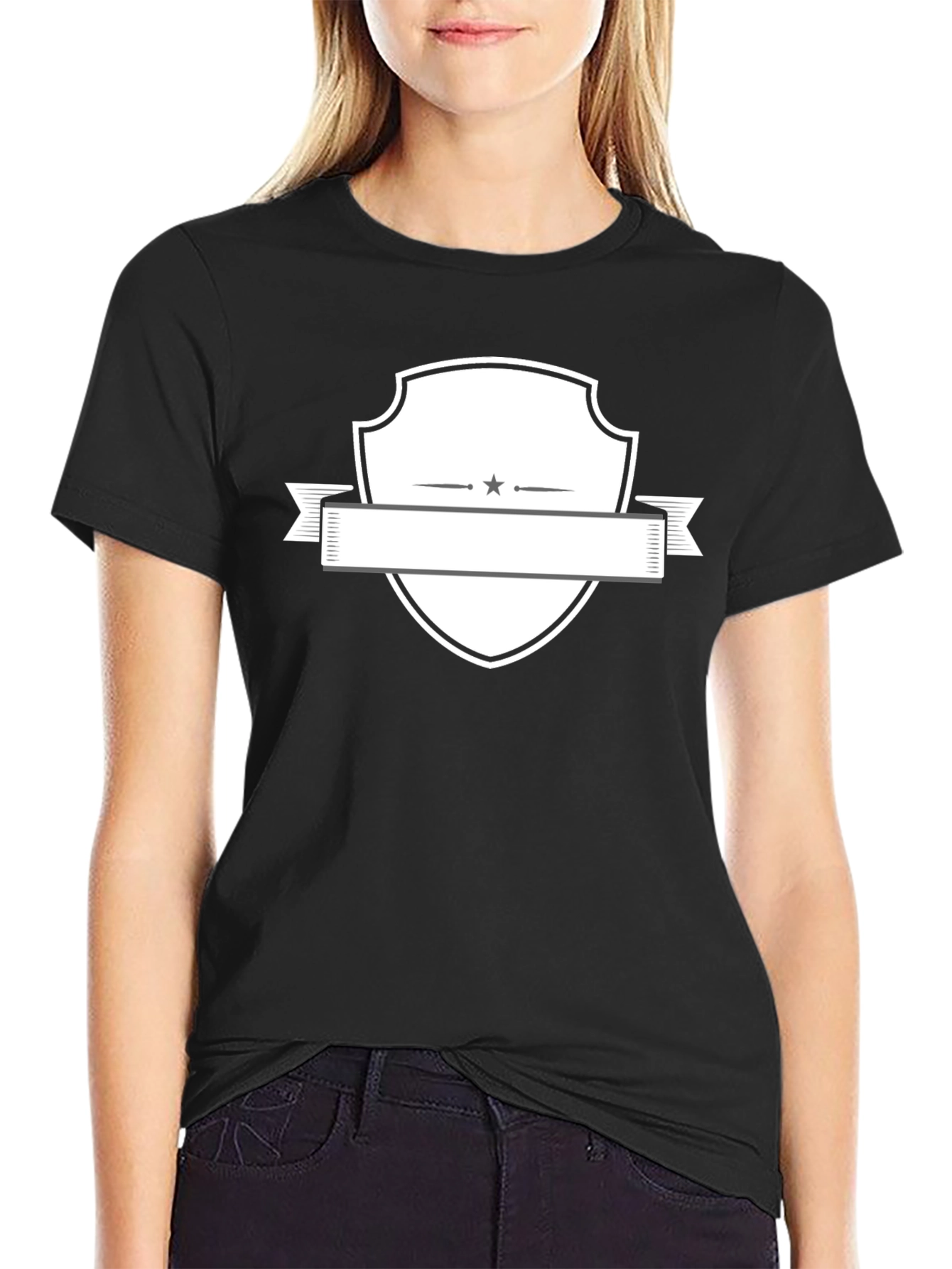 Blank Shield Badge Black T-Shirt