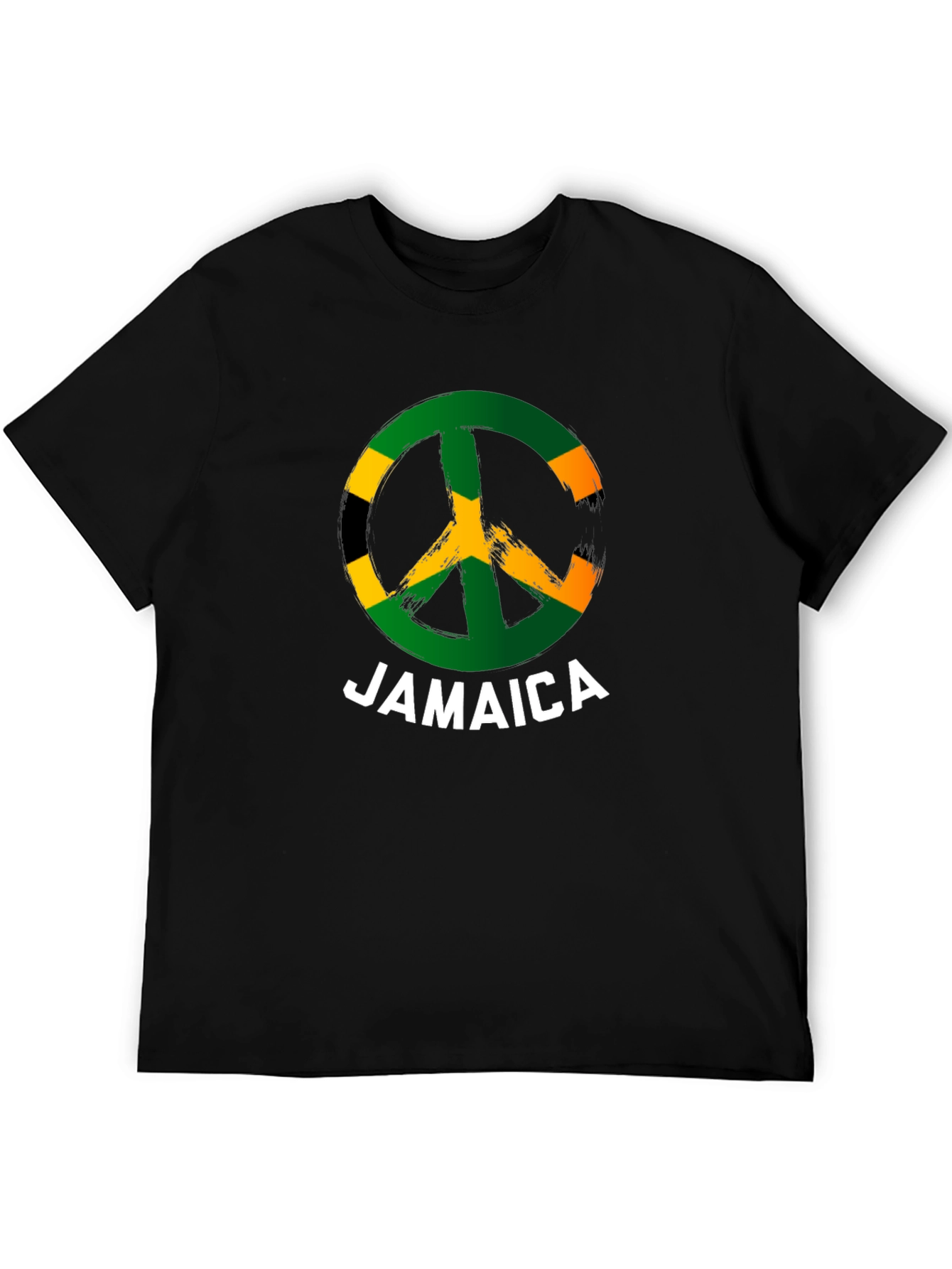 Jamaica Peace Sign T-Shirt Black Cotton
