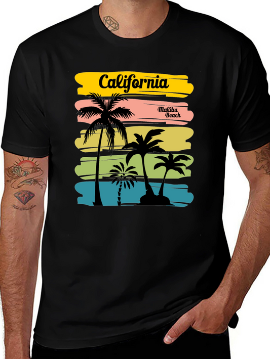 California Malibu Beach Graphic T-Shirt - Black