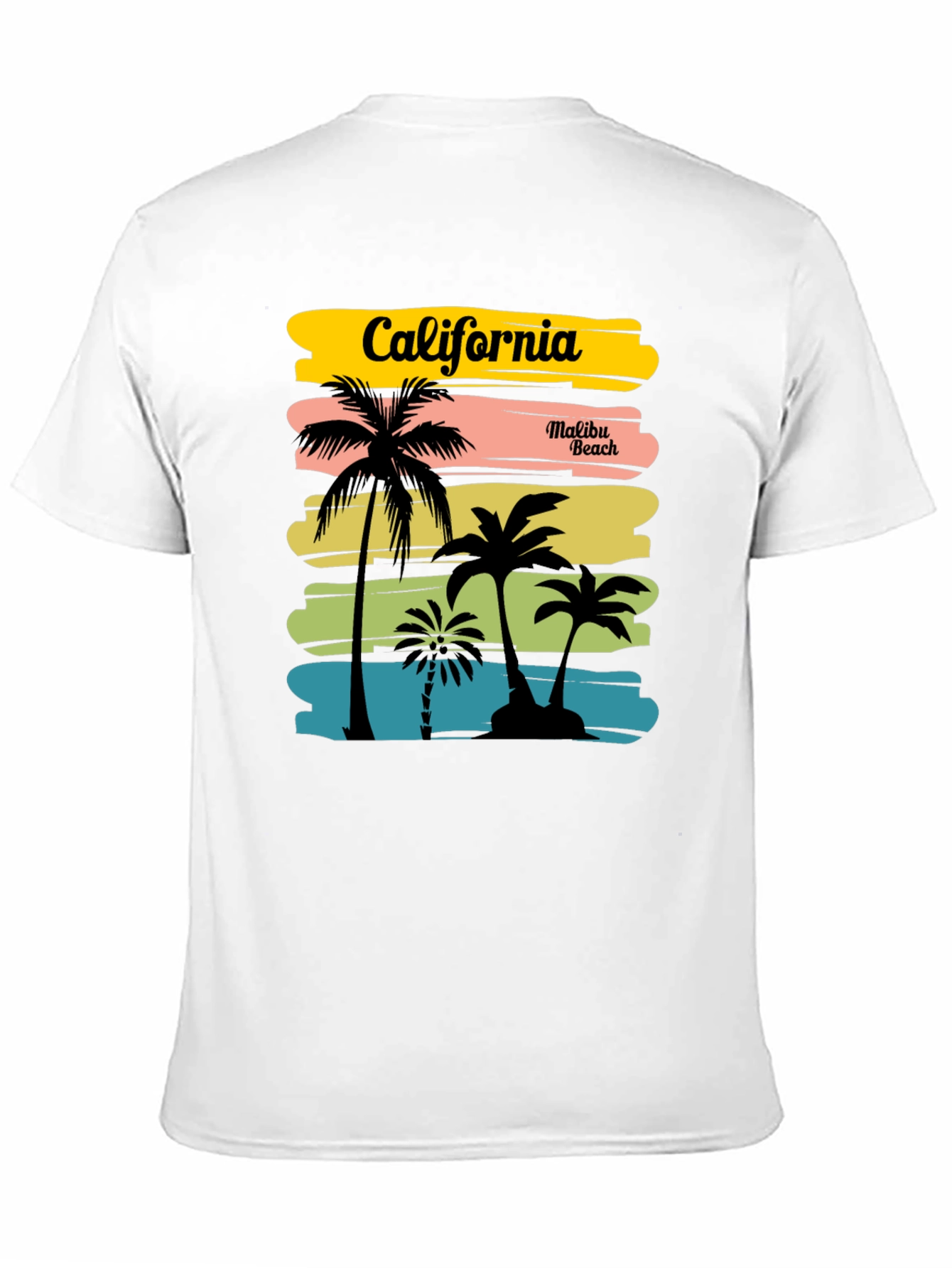 California Malibu Beach Graphic T-Shirt - Black