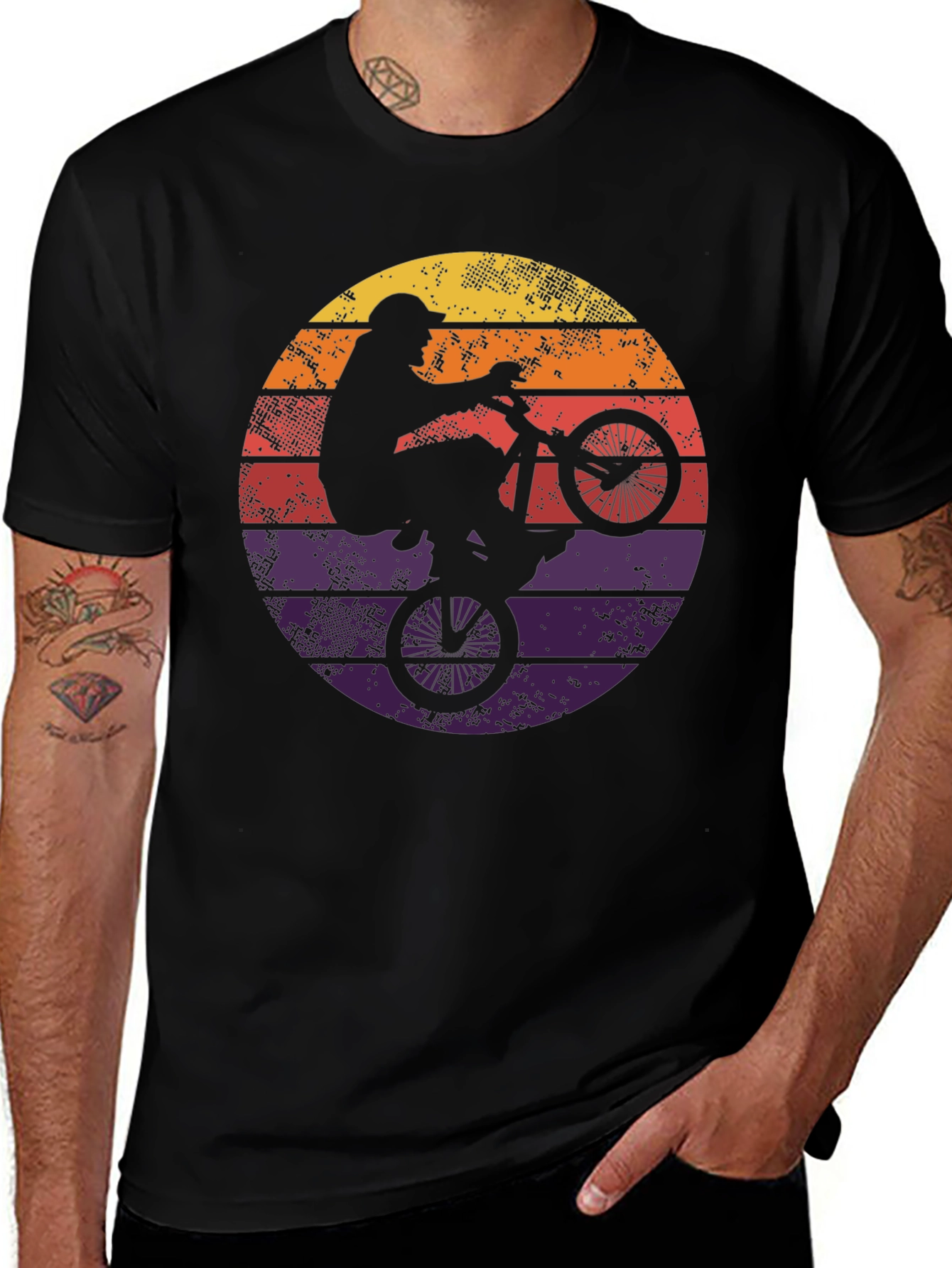 Retro Sunset Biker T-Shirt - Cool Graphic Tee