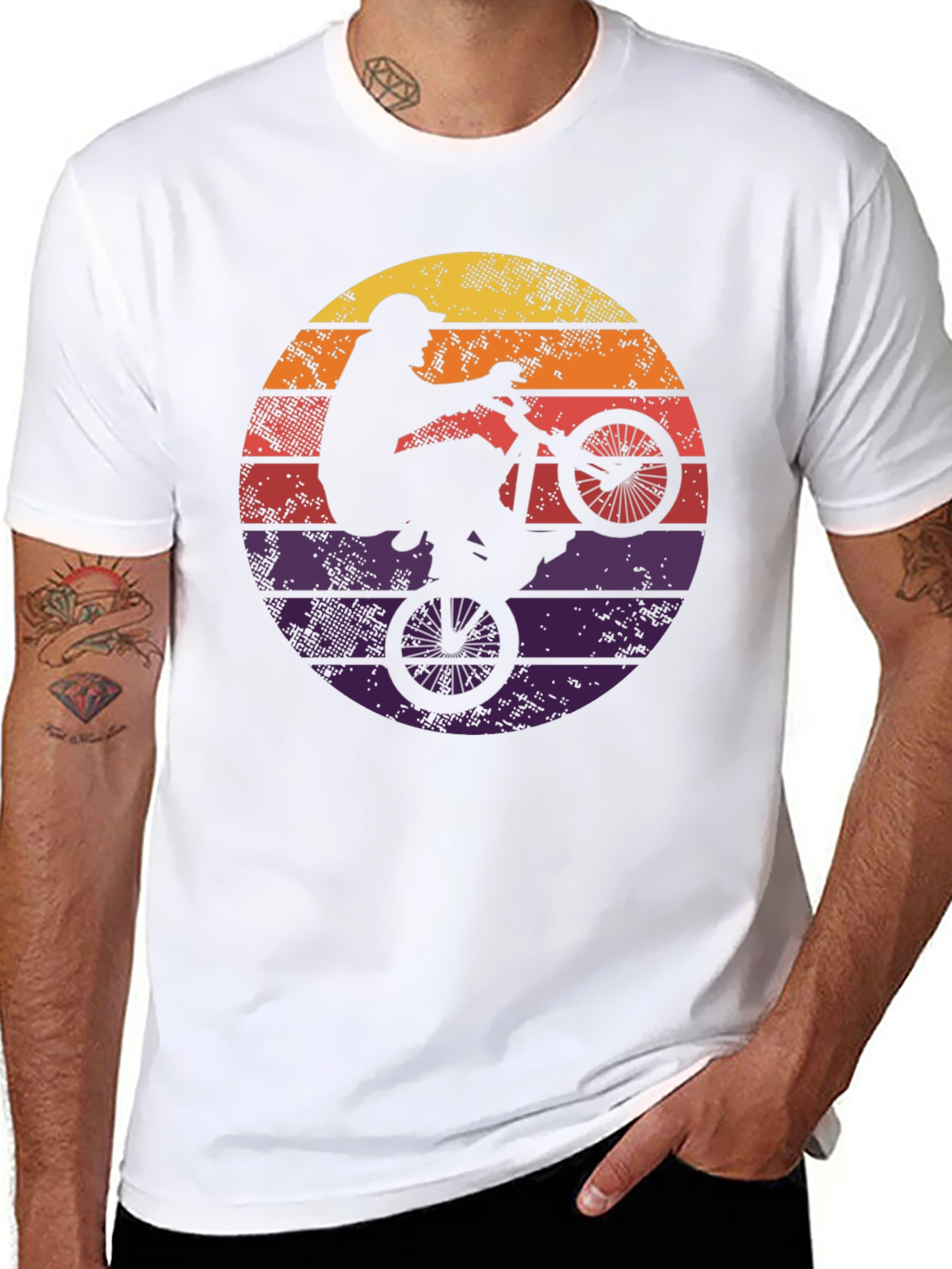 Retro Sunset Biker T-Shirt - Cool Graphic Tee