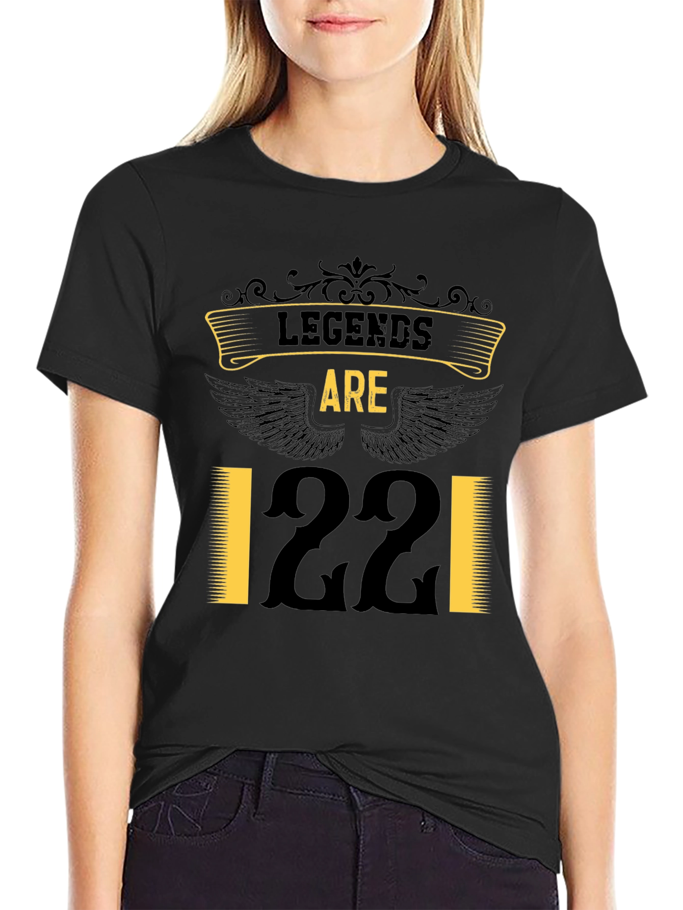 Legends Are 22 T-Shirt Black Cotton