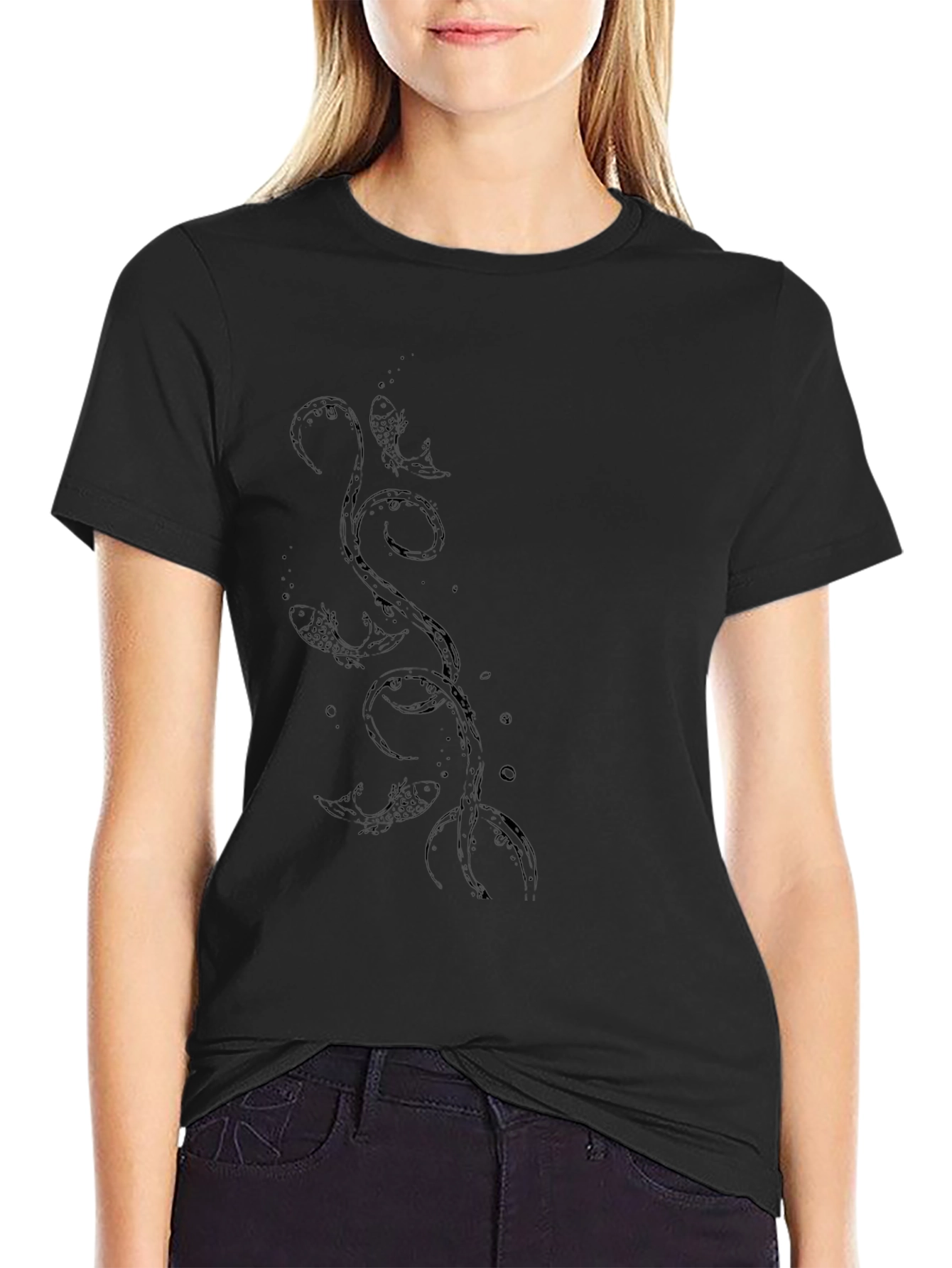 Black Koi Fish Graphic Tee