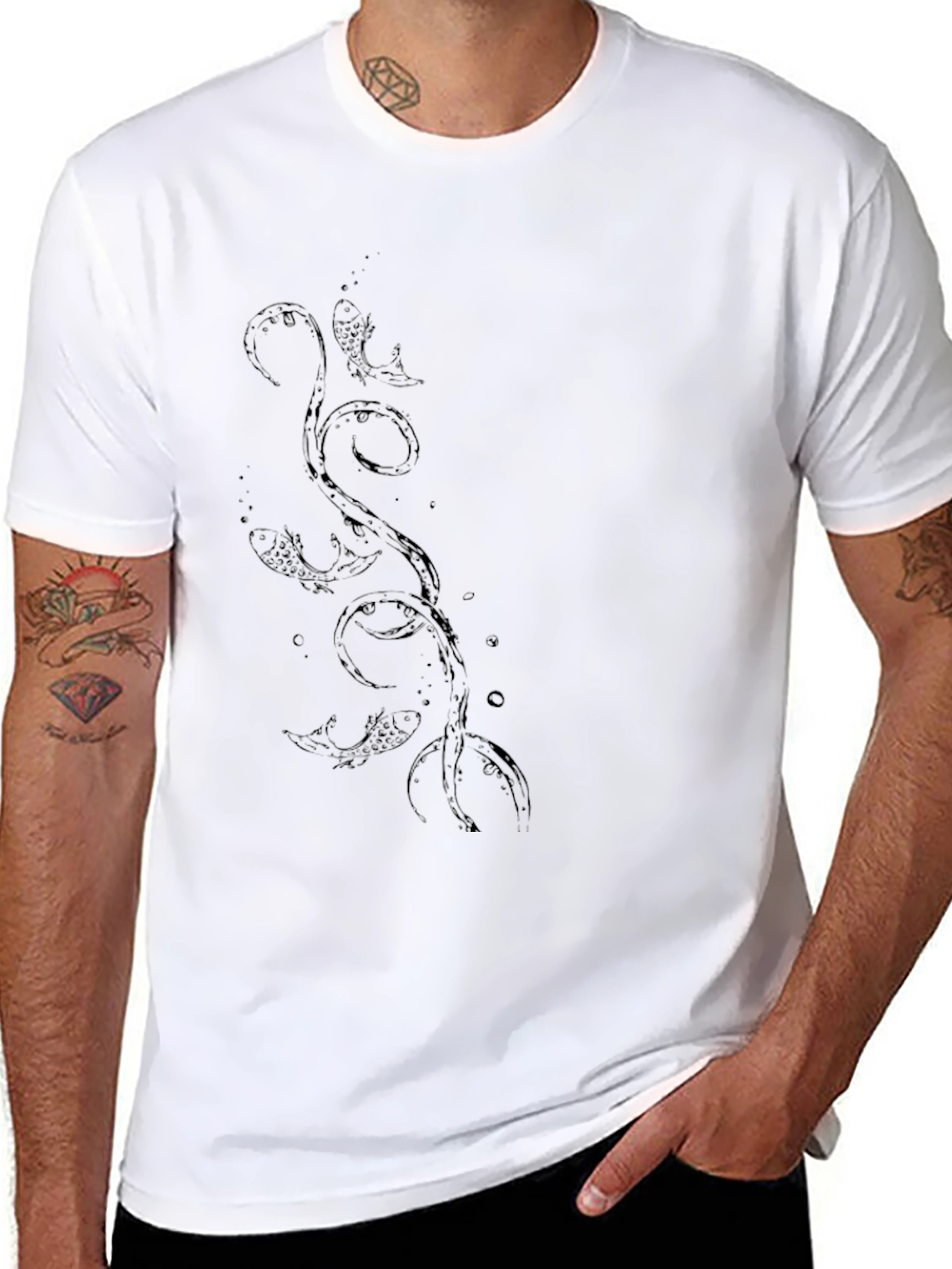Black Koi Fish Graphic Tee