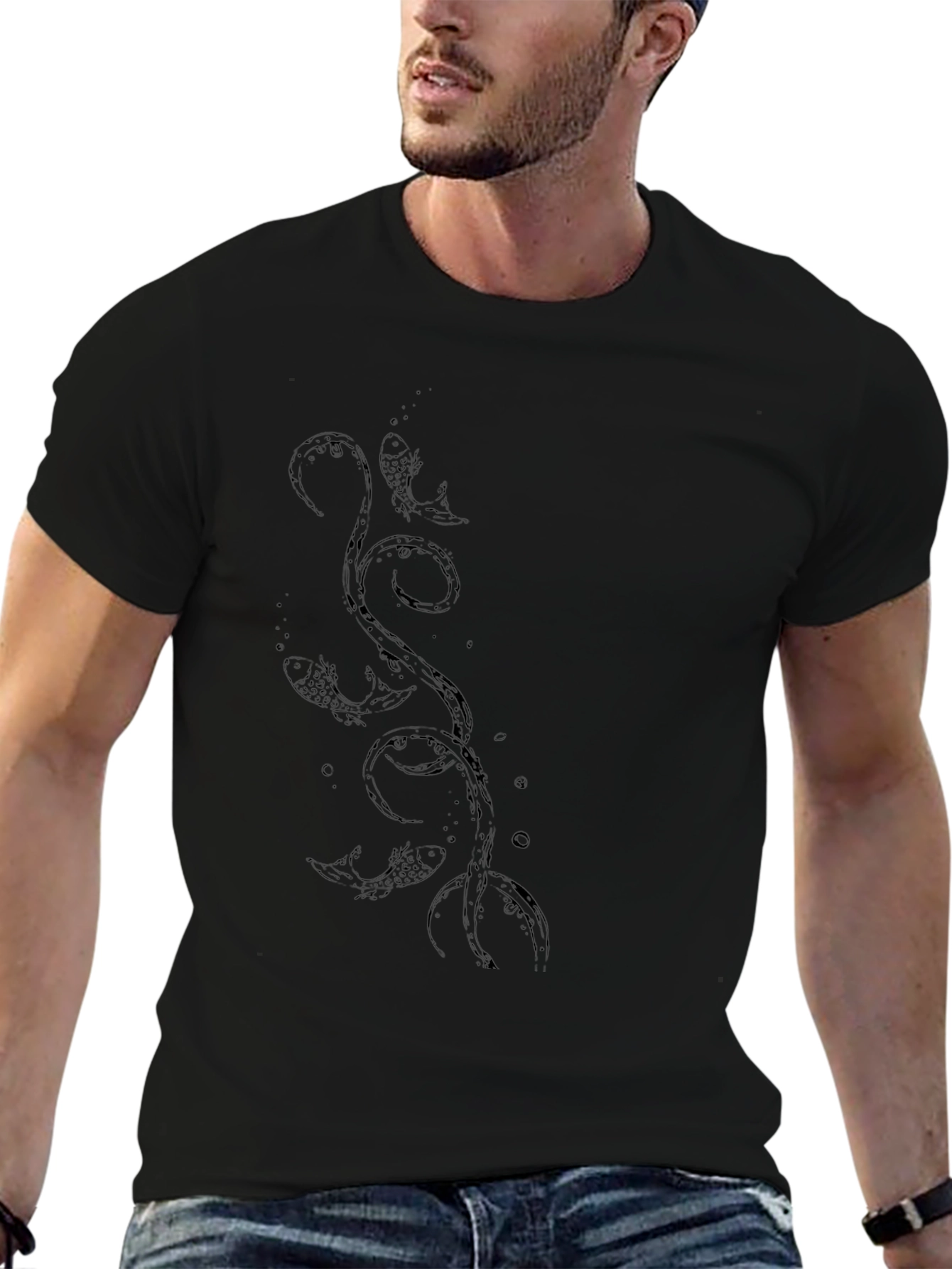 Black Koi Fish Graphic Tee
