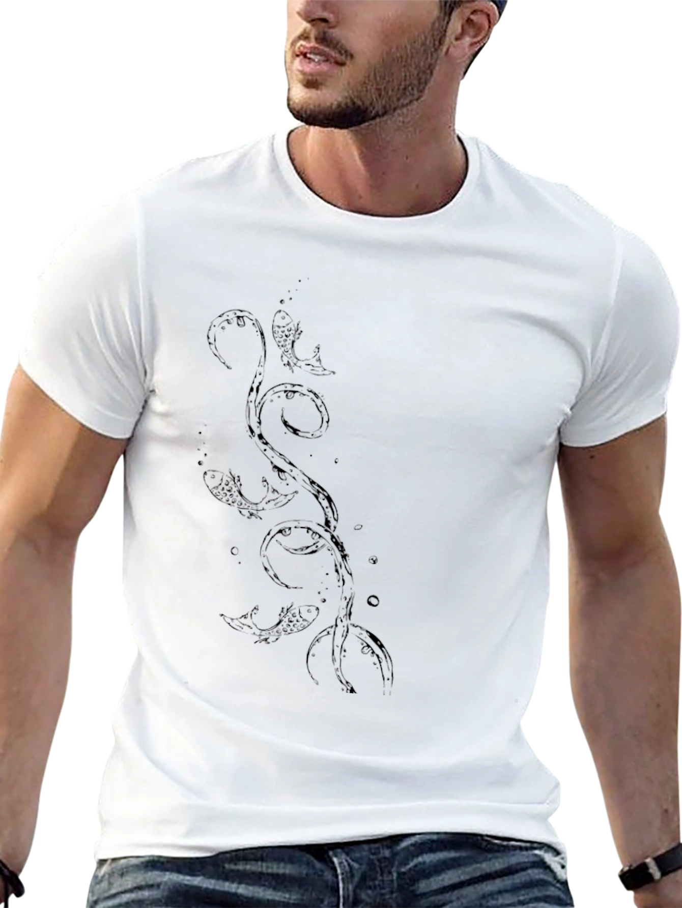 Black Koi Fish Graphic Tee