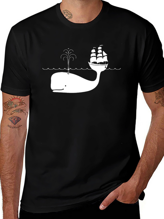 Whale Ship Graphic Tee - Unique Design Comfortable Fit
