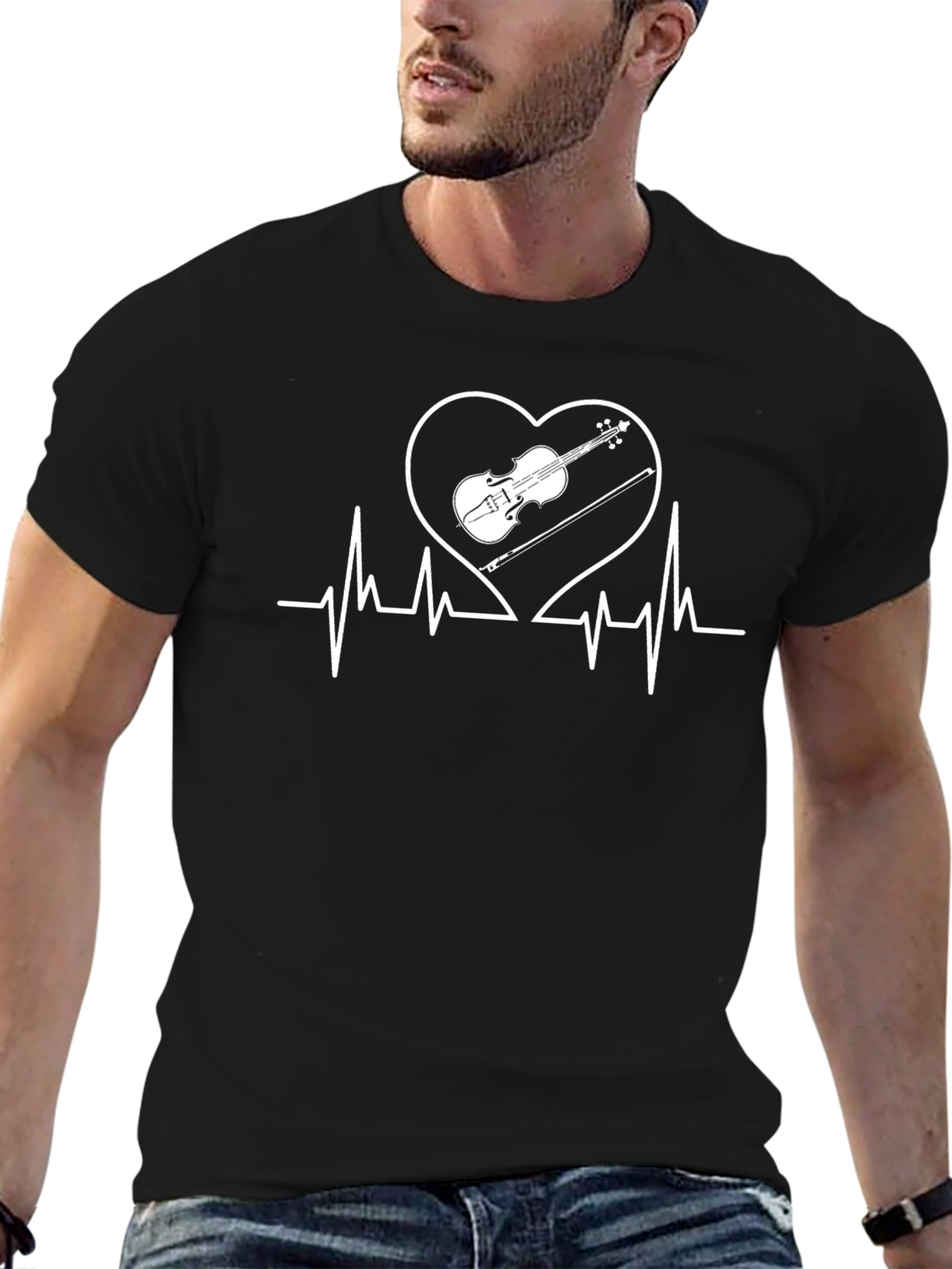 Violin Heartbeat T-Shirt - Music Lover Tee