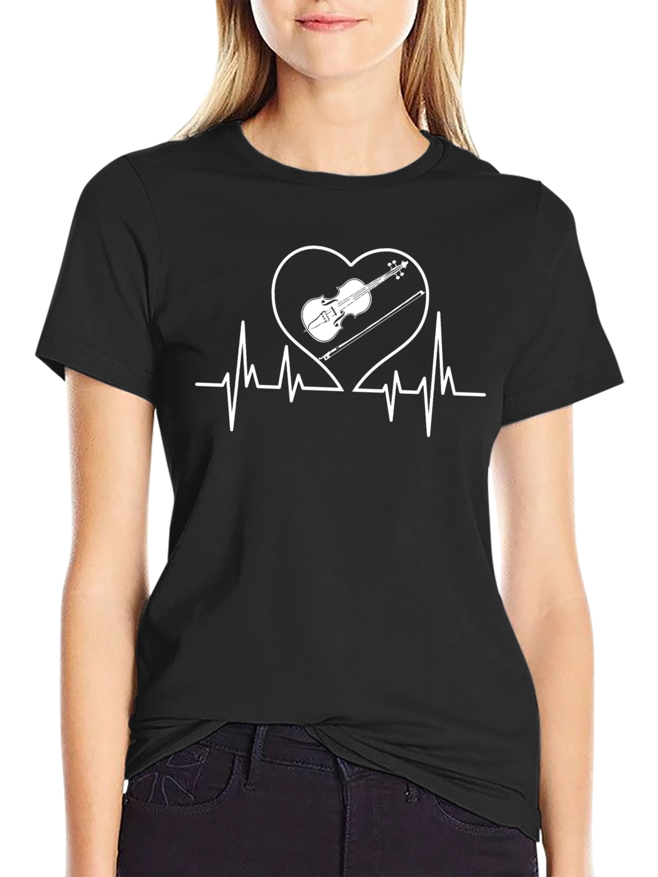Violin Heartbeat T-Shirt - Music Lover Tee