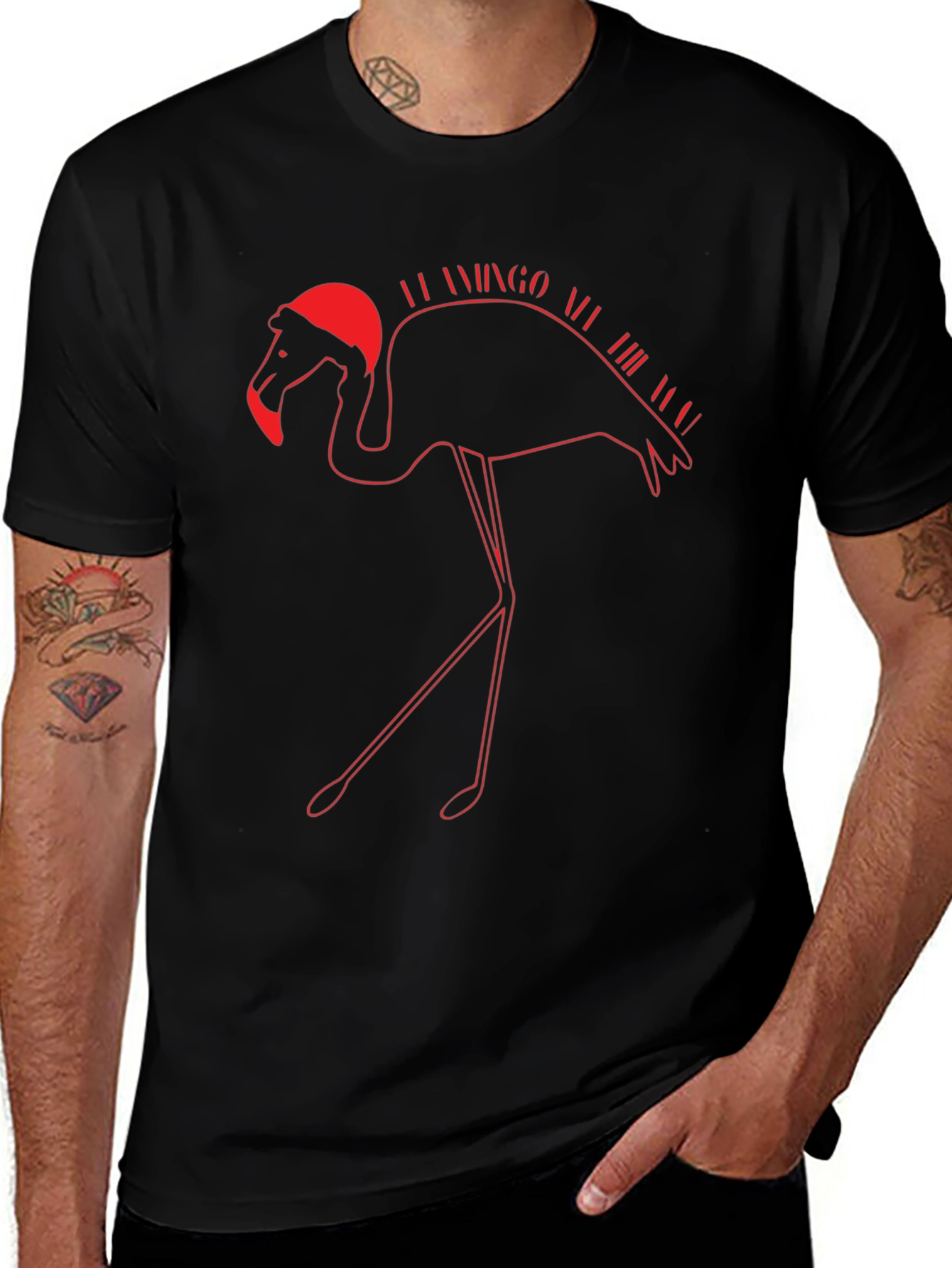 Festive Flamingo T-Shirt - Holiday Apparel