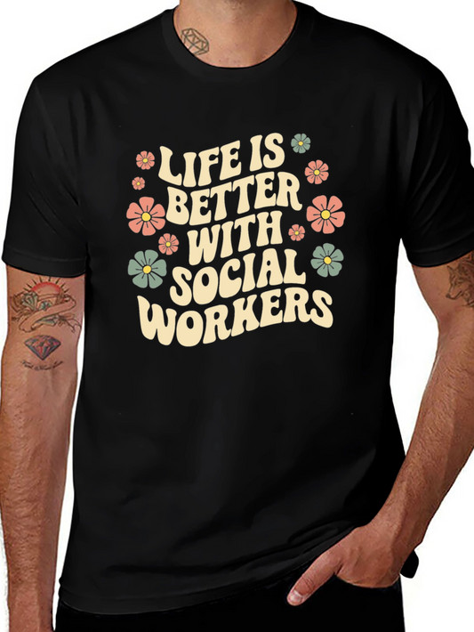 Social Worker Floral Graphic T-Shirt