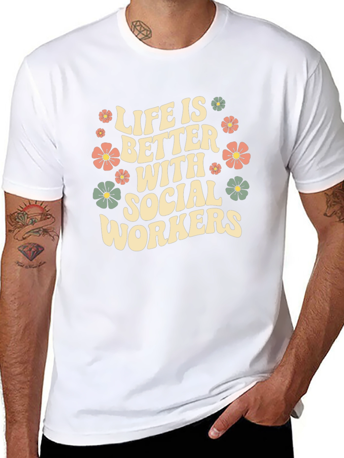 Social Worker Floral Graphic T-Shirt