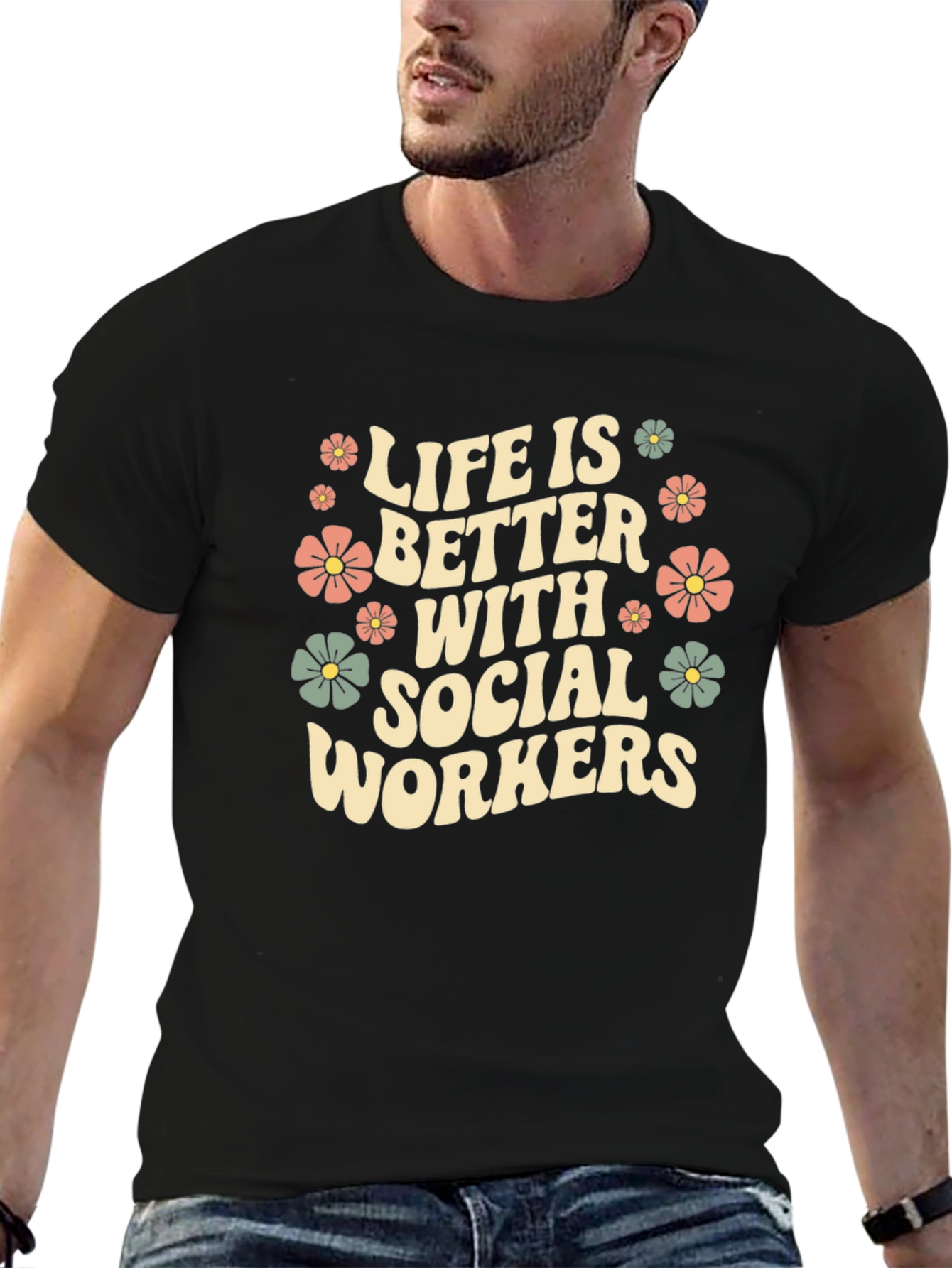 Social Worker Floral Graphic T-Shirt