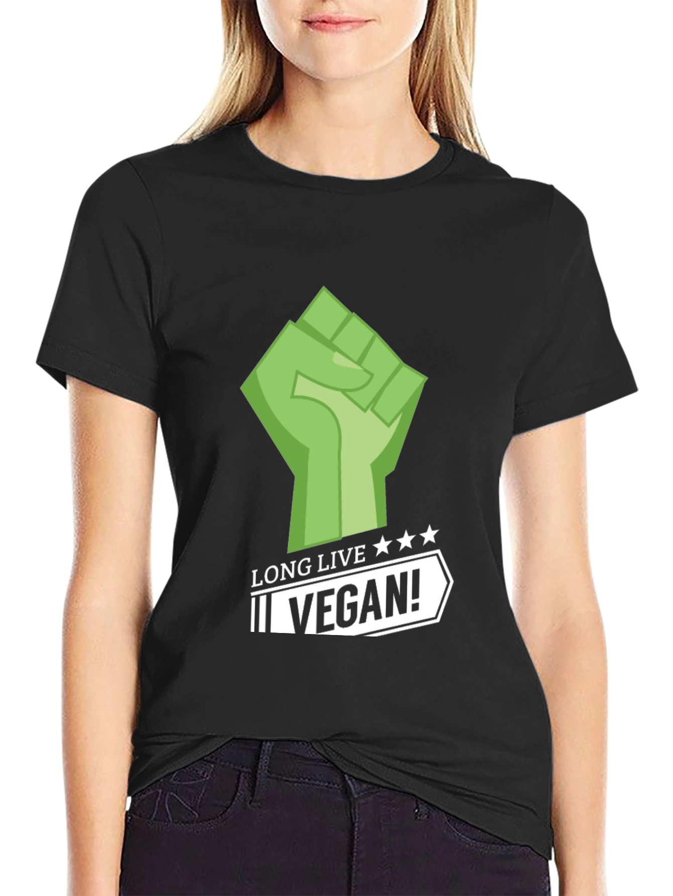 Long Live Vegan! Graphic Tee - Black Cotton T-Shirt