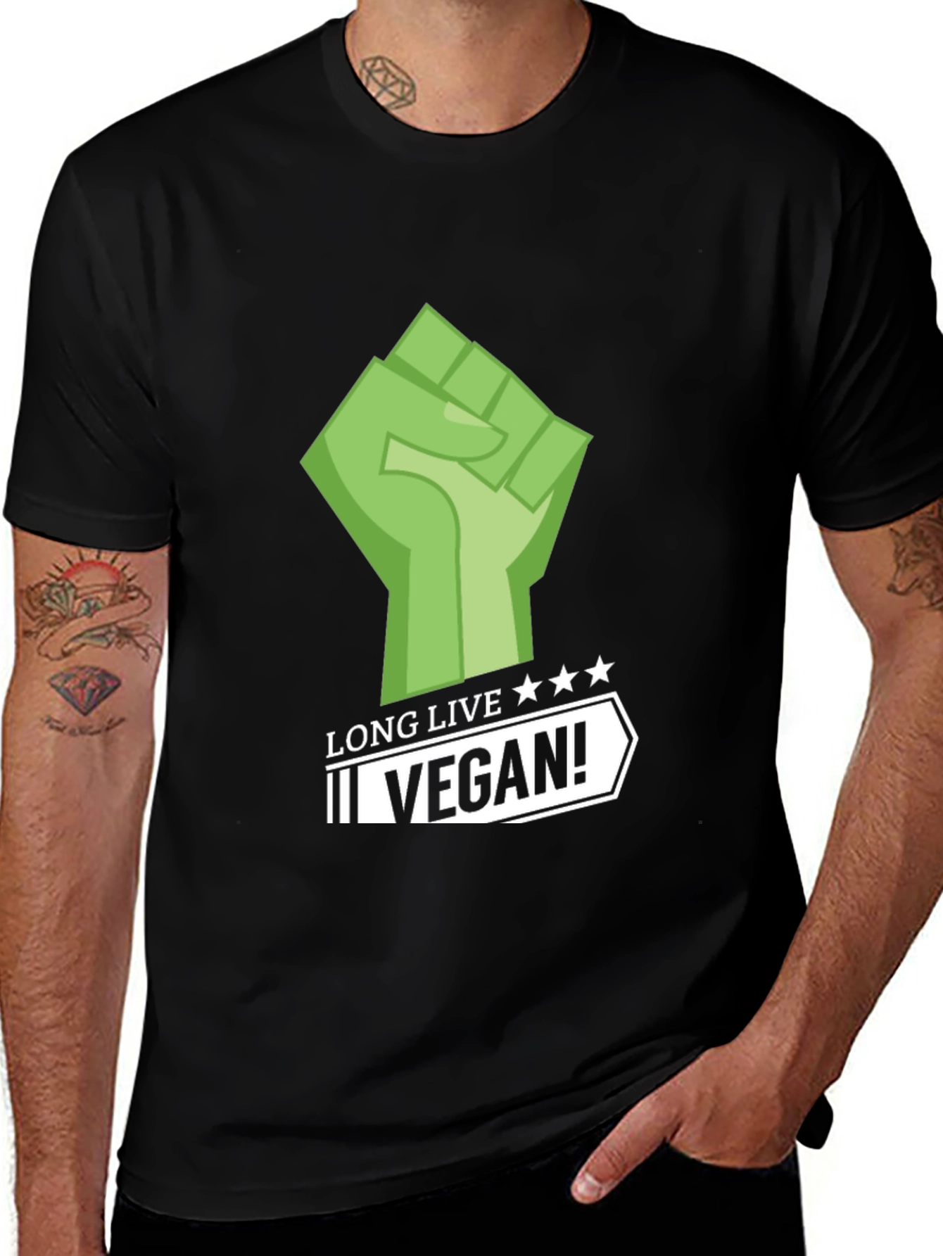 Long Live Vegan! Graphic Tee - Black Cotton T-Shirt