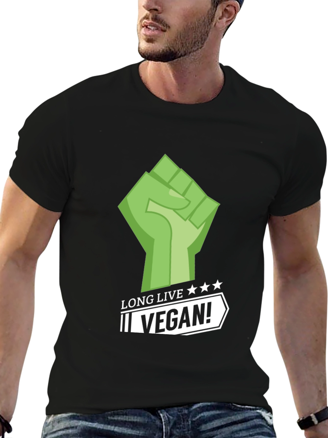 Long Live Vegan! Graphic Tee - Black Cotton T-Shirt